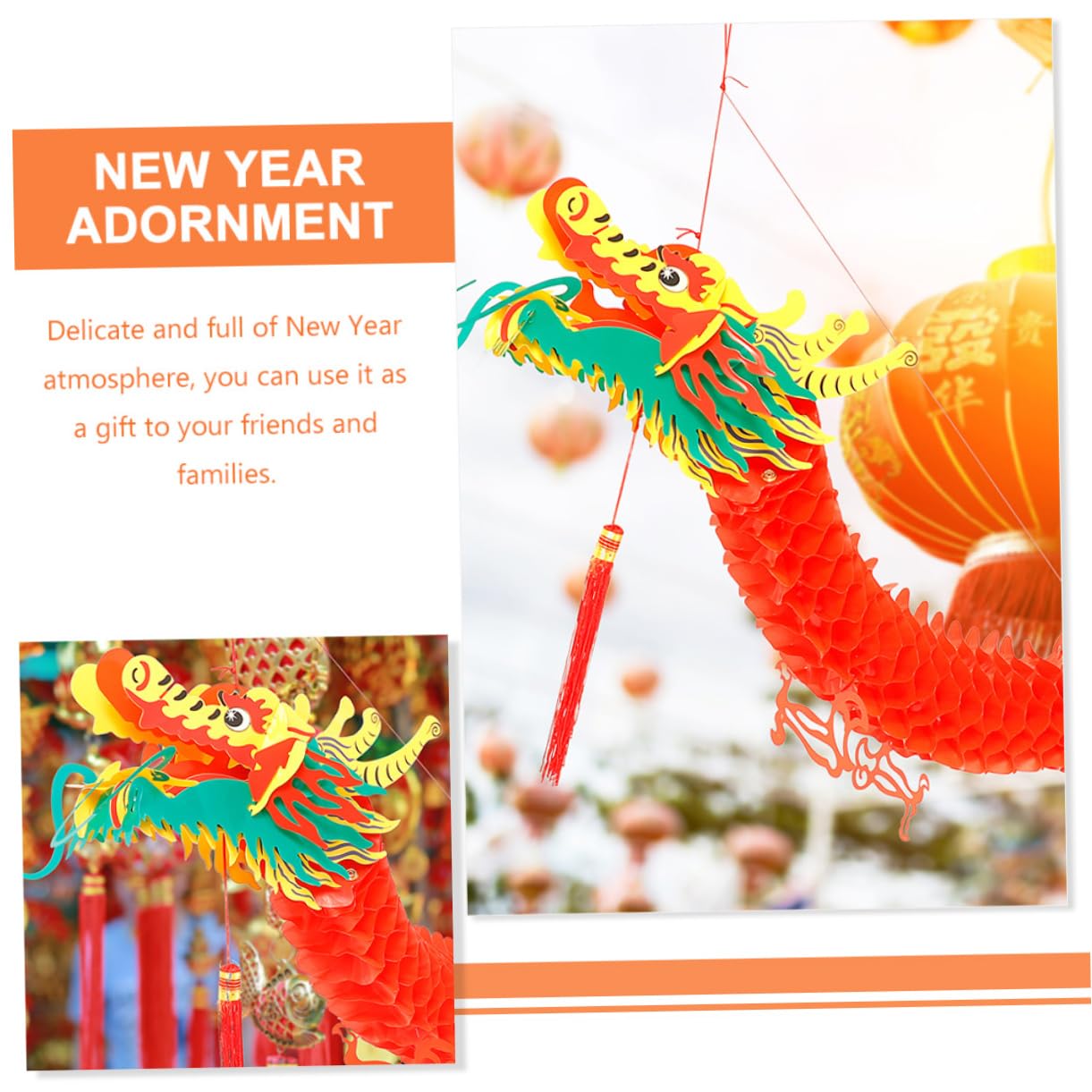 Zerodeko 4stücke Chinesische Drachen-hängedekoration Für Neujahr Einzigartige Frühlingsfest-Ornamente Für Garten Und Feierlichkeiten