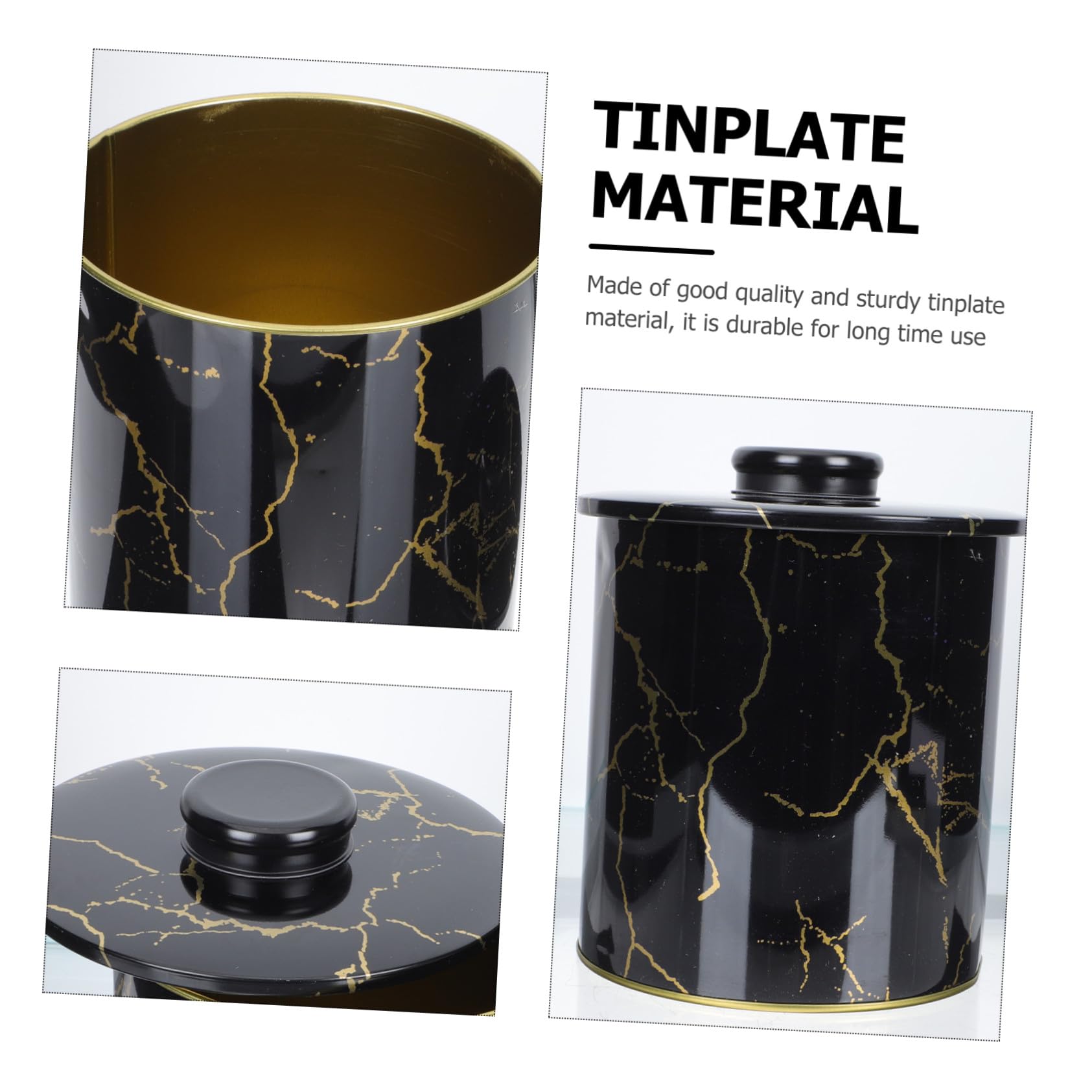 Mipcase Set 2 Barattoli per Biscotti in Latta Nero, Contenitori Decorativi e Funzionali in Stile Nordico, Leggeri e Compatti, per Conservare Dolci a Casa