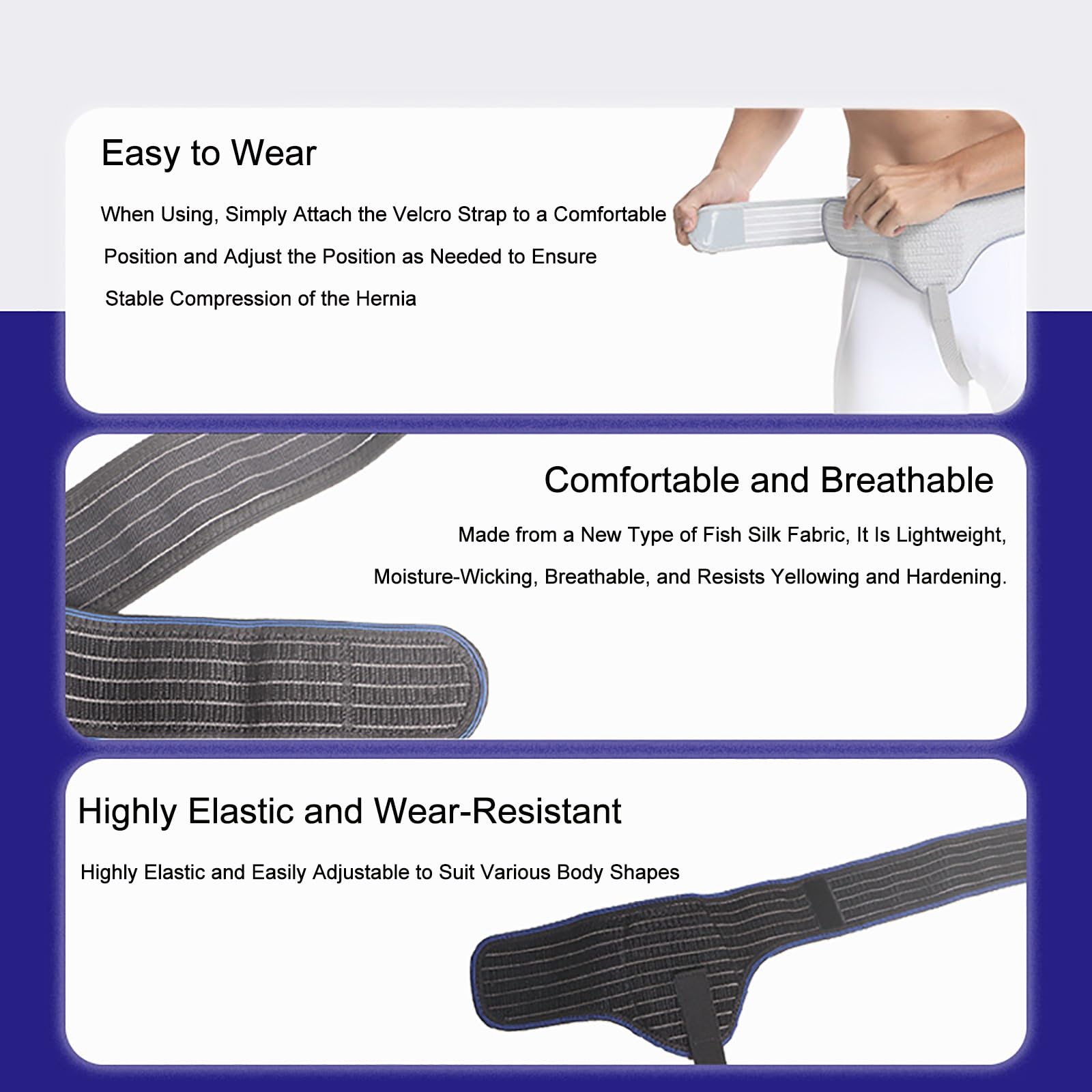 Hernia Belt for Men & Women with Compression Pads, Hernia Support Belt for Left or Right Side Inguinal Adjustable(Black,Medium)