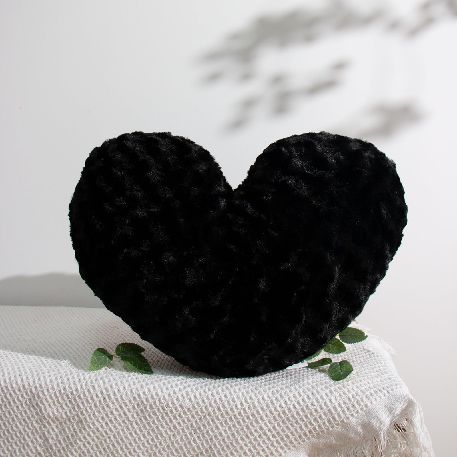 Ailive Black Heart Pillow Accent Pillow Decorative Throw Pillows for Chair Bed Couch and Living Room; Fabric with Delicate Rose Pattern, Available in 9 Colors, Perfect for Home Decor & Gift โ image 1
