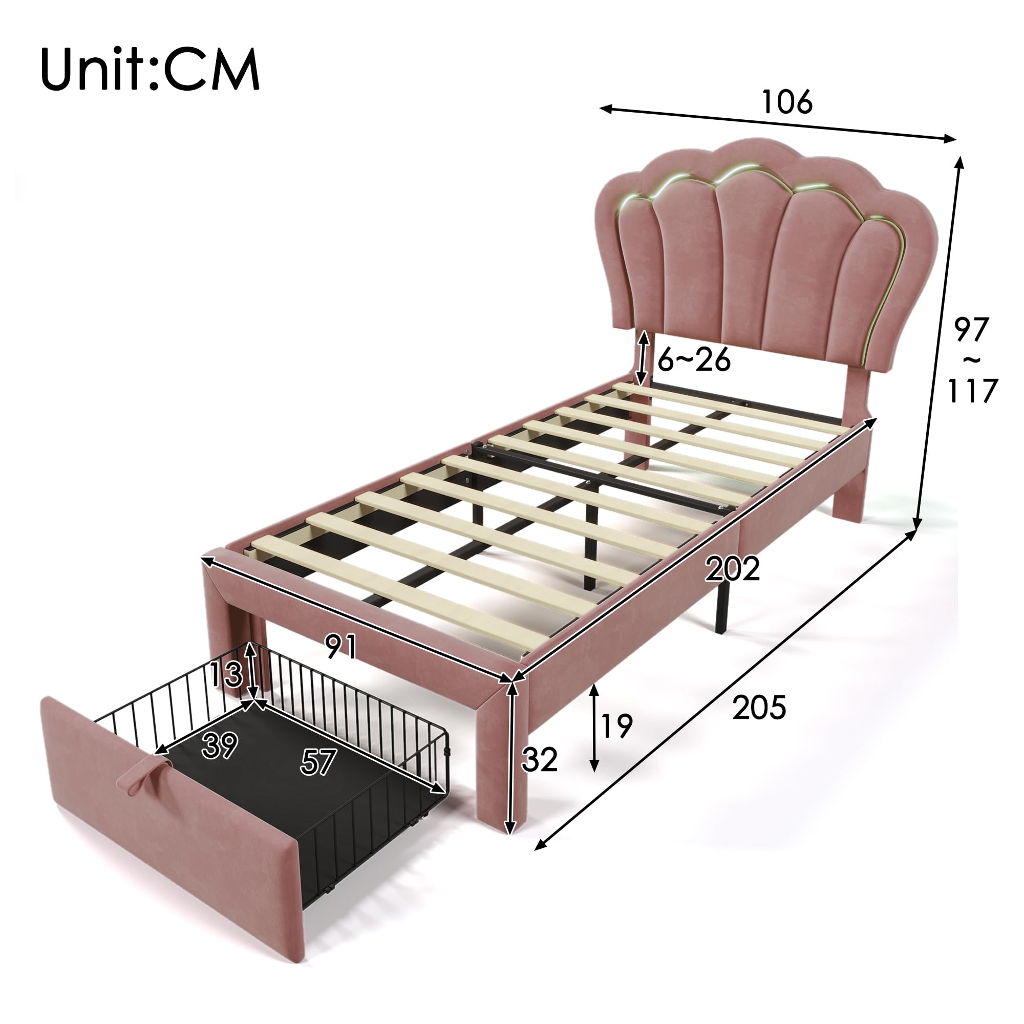Letto per bambini 90 x 200 cm in legno di pino con sponde e anta di protezione, rete a doghe inclusa, bianco | Leroy Merlin