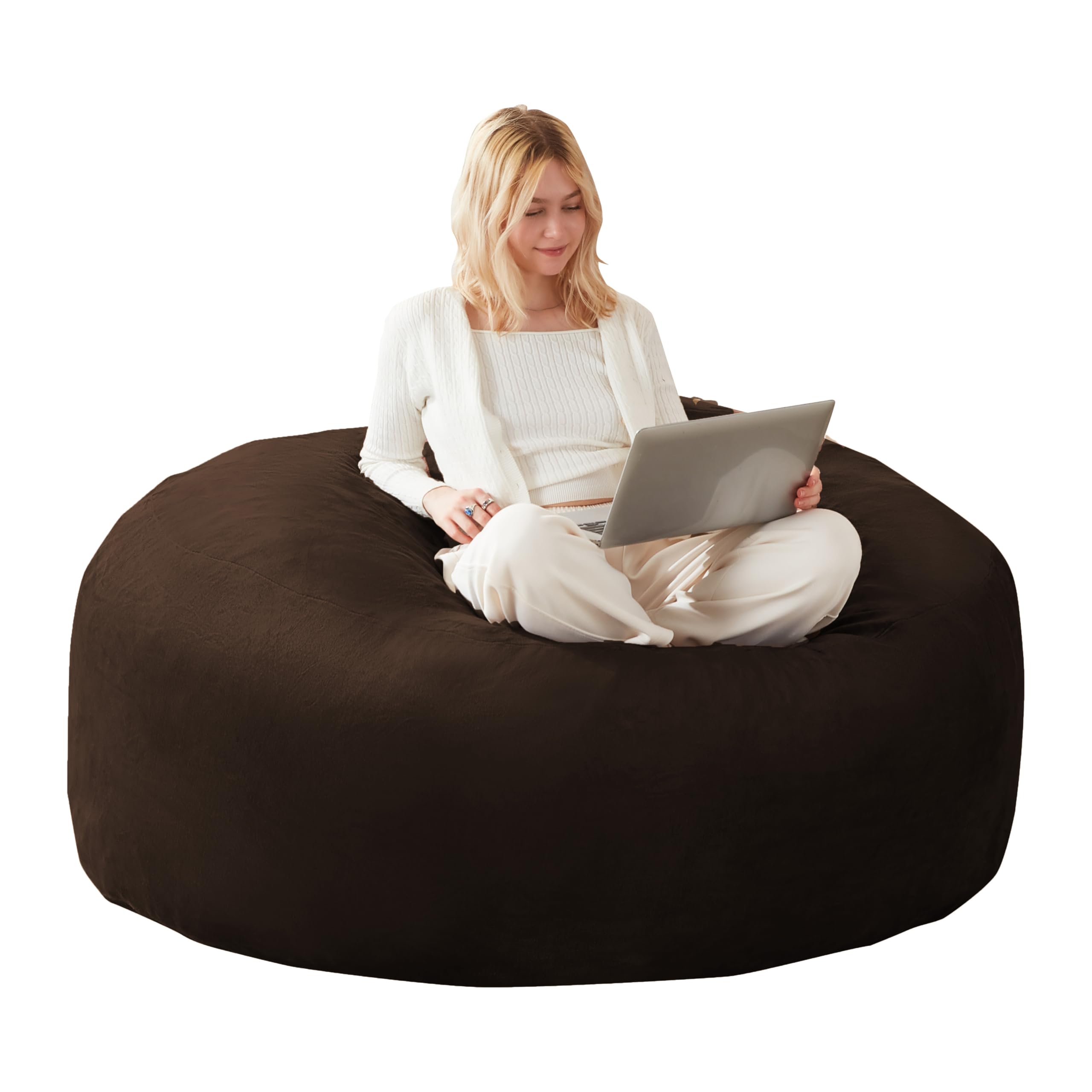 Bubble Couch, Puf, Silla Puf, Sofá Individual, Sofá Perezoso, para Adultos, Silla de Lectura Suave y Cómoda, para Salón, Dormitorio, Balcones, 90 x 90 x 50 cm (Marrón)