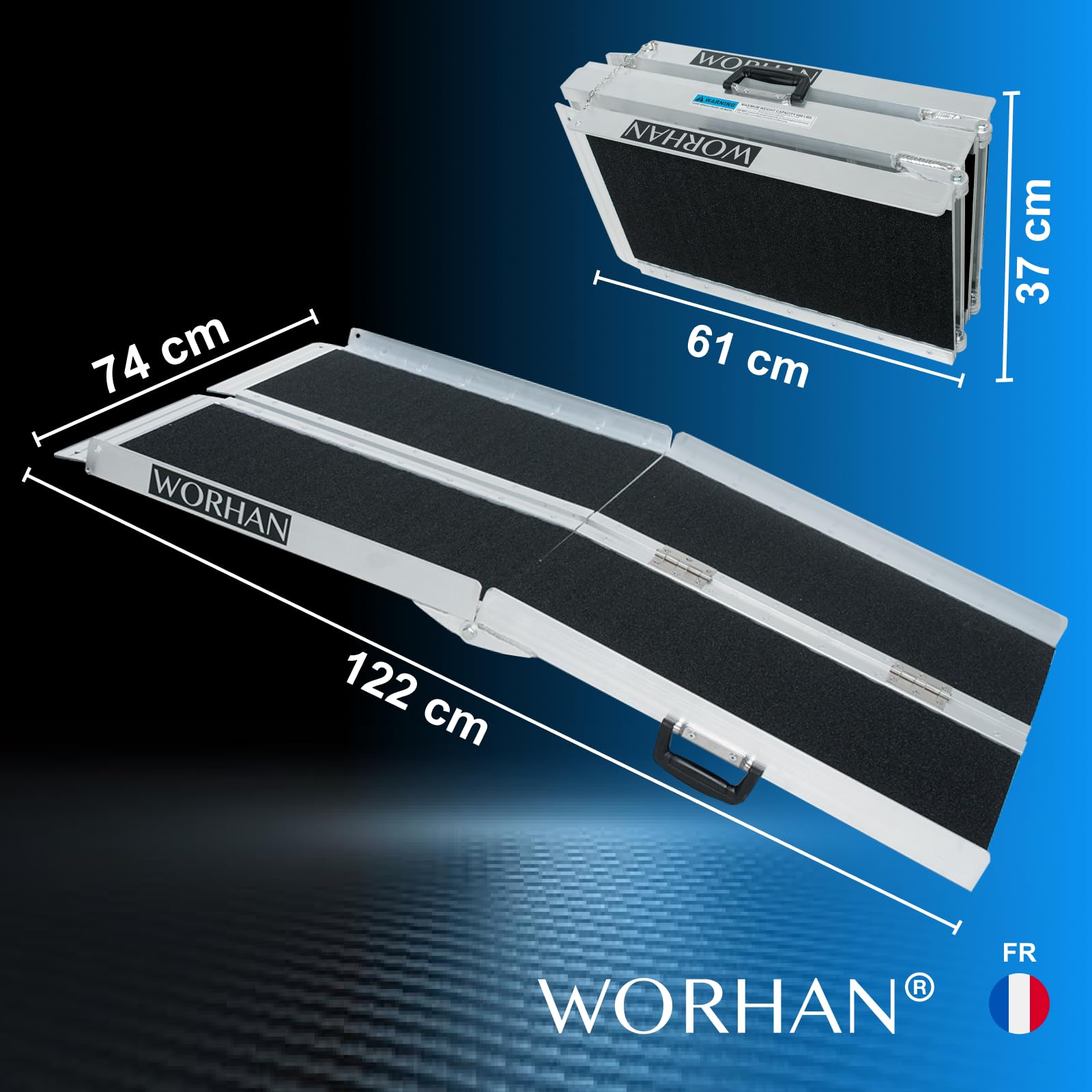 Rampe 1.22m Alu Pliable Valise Aluminium pour Fauteuil Roulant Chargement Scooter Plate-Forme Fonction Antidérapante Elevée Neuf R4J