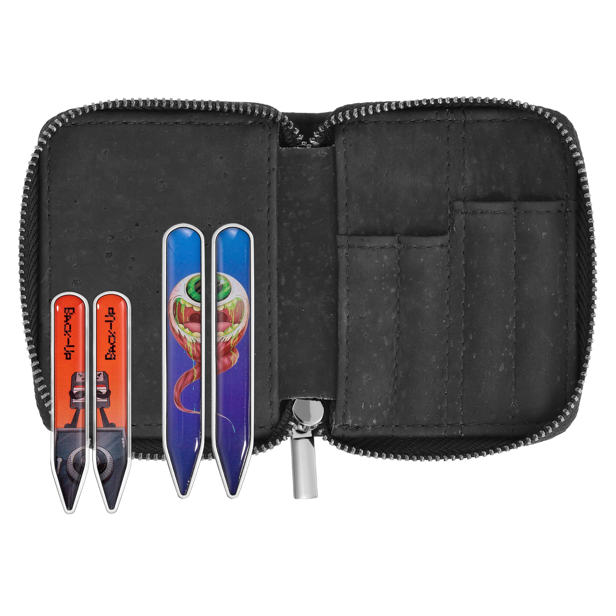 Kragenstäbchen aus Edelstahl für Herren | Krageneinsatz-Set aus chirurgischem Edelstahl, Verrückter Augapfel, 2.5 Inches