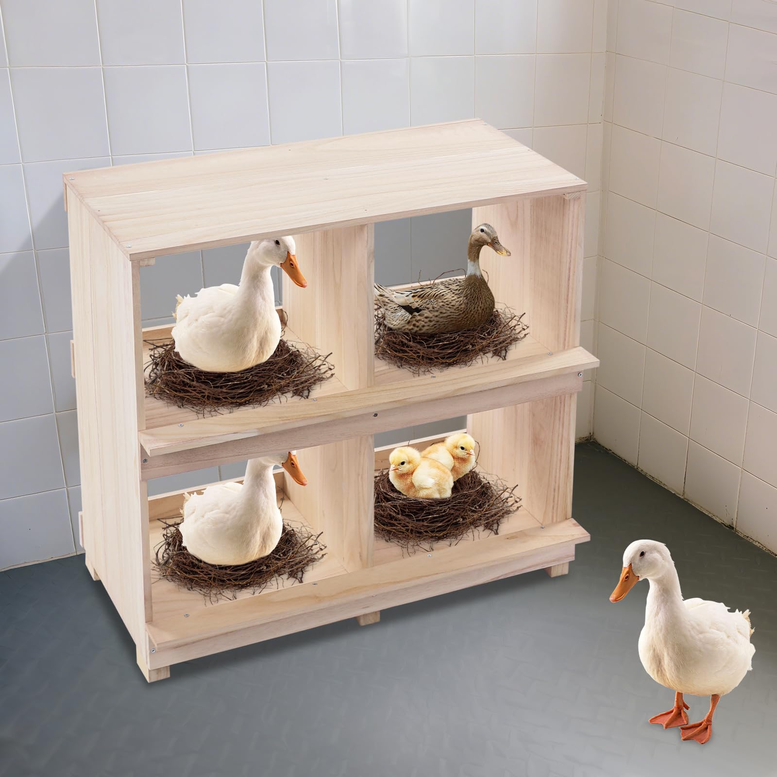 Galline Legenest 4 scomparti, contenitore in legno con fessure di ventilazione su entrambi i lati, nido isolante per pollaio, deposizione sicura delle uova e clima ottimale per polli e pollame
