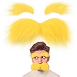 Yan Dream Yellow Fake Mustache and Eyebrows Self Adhesive Yellow Fake Beard Costume Facial Mustache for Halloween