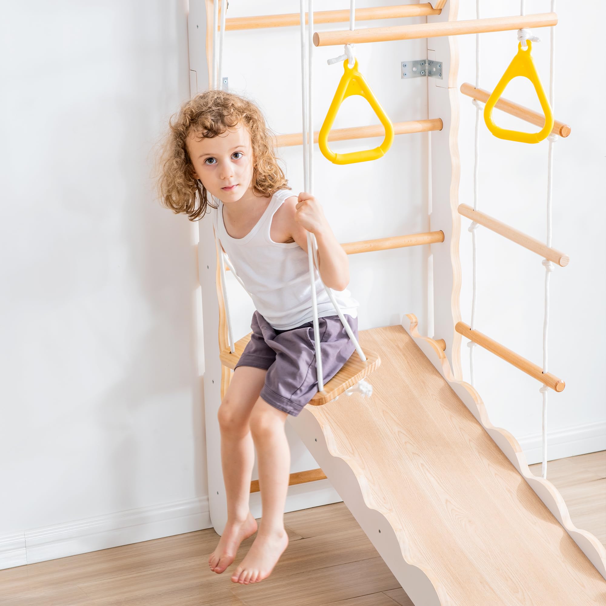 知育玩具 klim Amazon.com: 7 in 1 Wooden Climbing Toy Set for Kids, Indoor Toy
