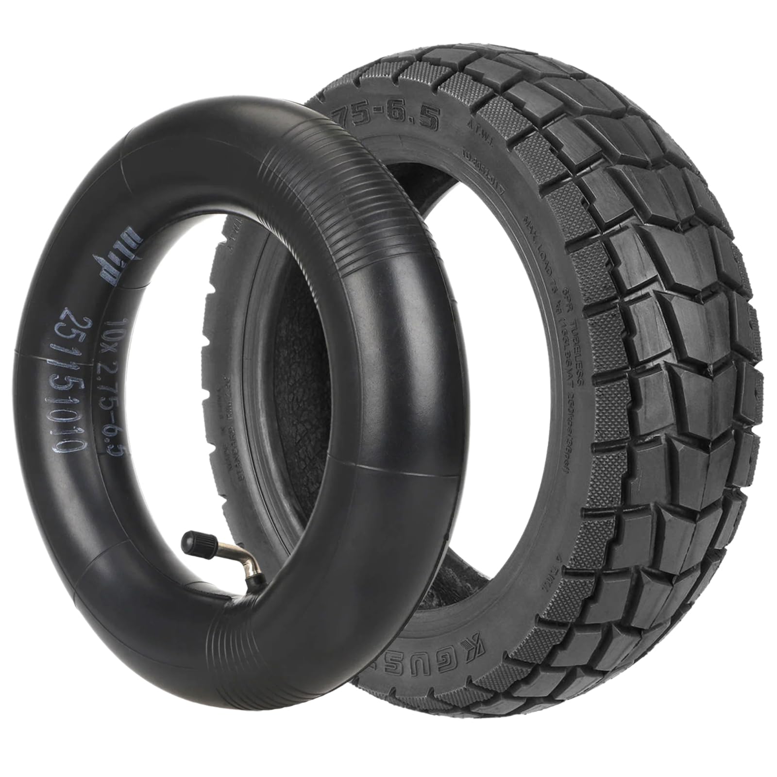 10 x 2,75-6,5 Pneu Tubeless avec Chambre à Air pour Kukirin G2 Master / G3 | Trottinettes Electriques 10 Pouces Pneu de Remplacement (Tubeless + Chambre à air)