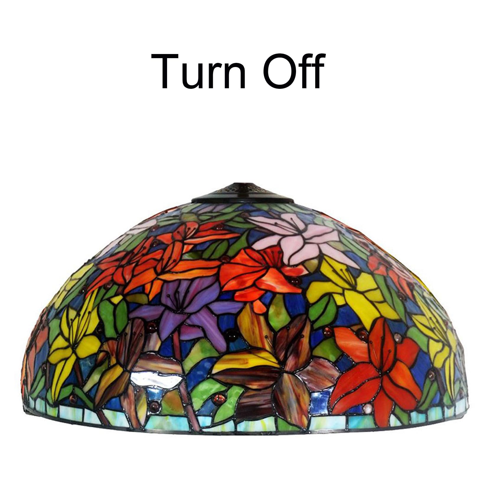 Lampada da tavolo in vetro colorato con rose, libellule, tulipani, glicini, uva, gigli, mele, loto, ideale per scrivania, lettura, camera da letto, comodino, studio, complemento d'arredo per ragazze | 1904591031