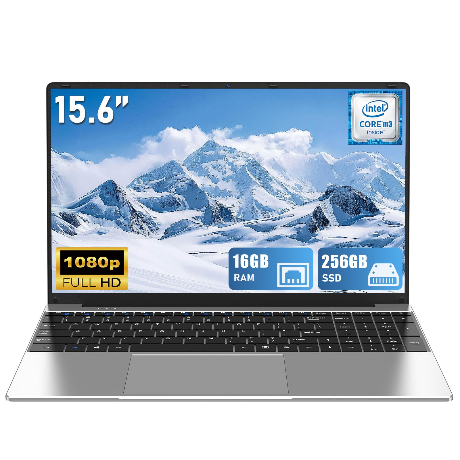 Laptop, Win 11 Pro Laptop Computer 2025, 15.6 Inch Lap Top, 16GB RAM 256GB SSD PC, M3-6Y30 Processor, 15.6" FHD 1920 * 1080 Display, WIFI5, BT5.0
