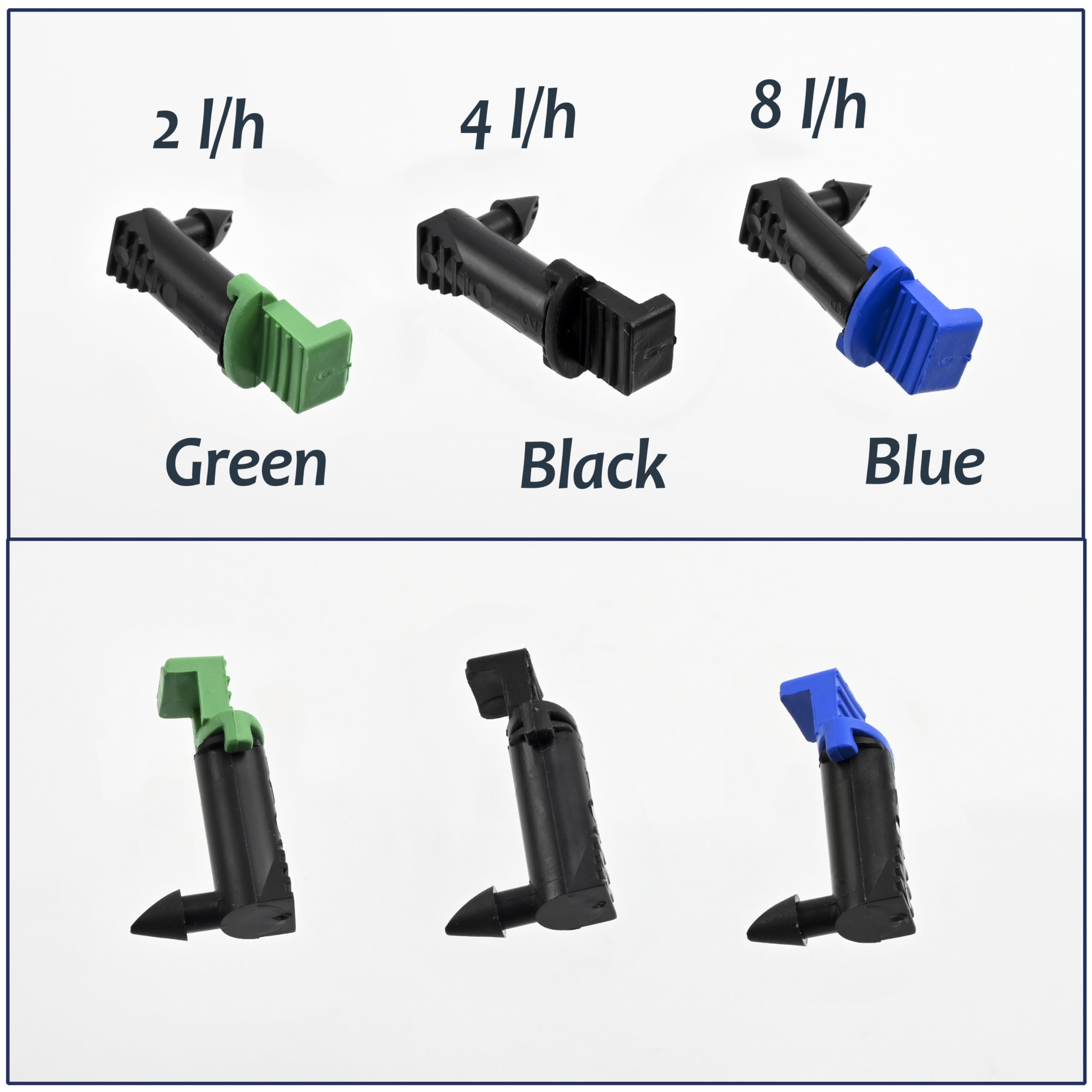 AERZETIX - Lot de 25 goutteurs d'arrosage externes démontables débit 8 litres par heure l/h - système goutte à goutte irrigation jardinage - en plastique - couleur bleu