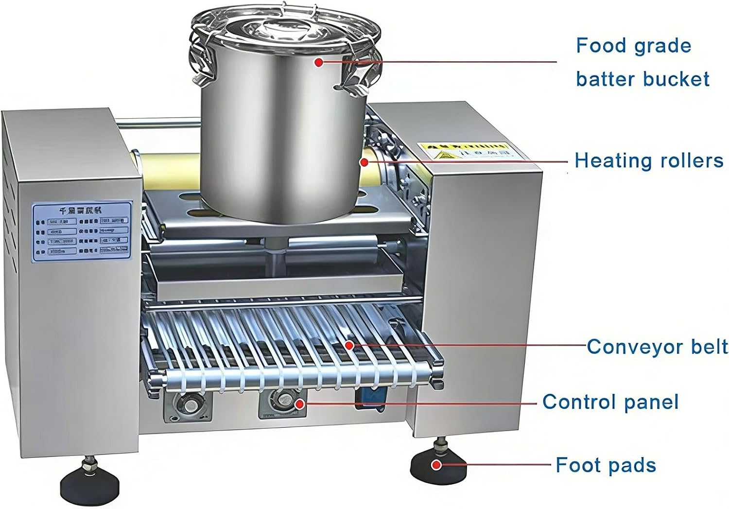 Automatic Mille Crepe Cake Making Machine, Adjustable Temperature 150-200℃, High Capacity 200-300PCS/H, Stainless Steel for Cake Shops (8in)