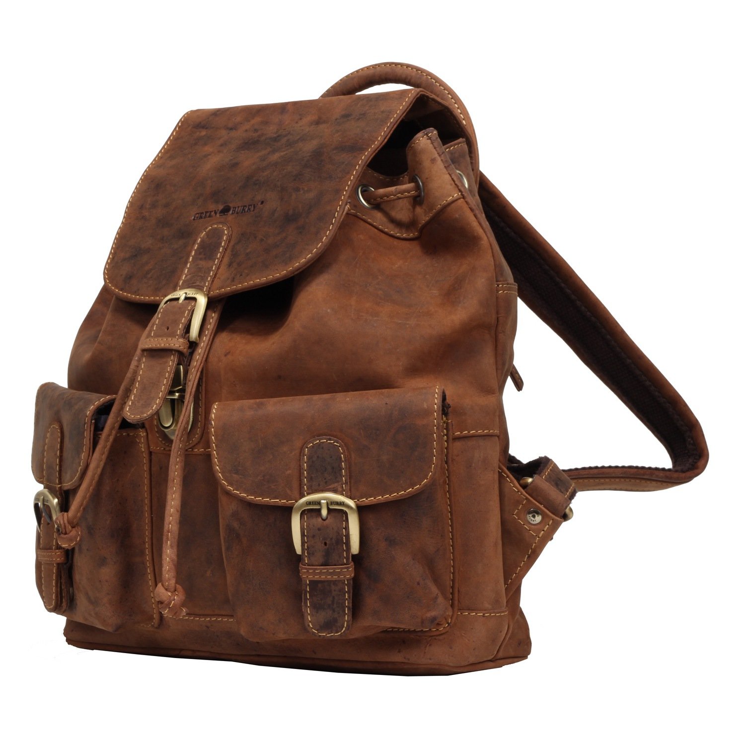 Greenburry Vintage Rucksack Leder Tasche braun | 30x36x10cm