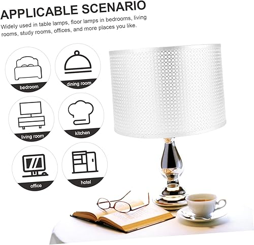 Miniatura 5 de DOITOOL Decoración de techo Caja de metal Recorte de metal Cubierta de luz de mesa Pantalla de tela de tambor para lámpara de mesa Pantalla de luz