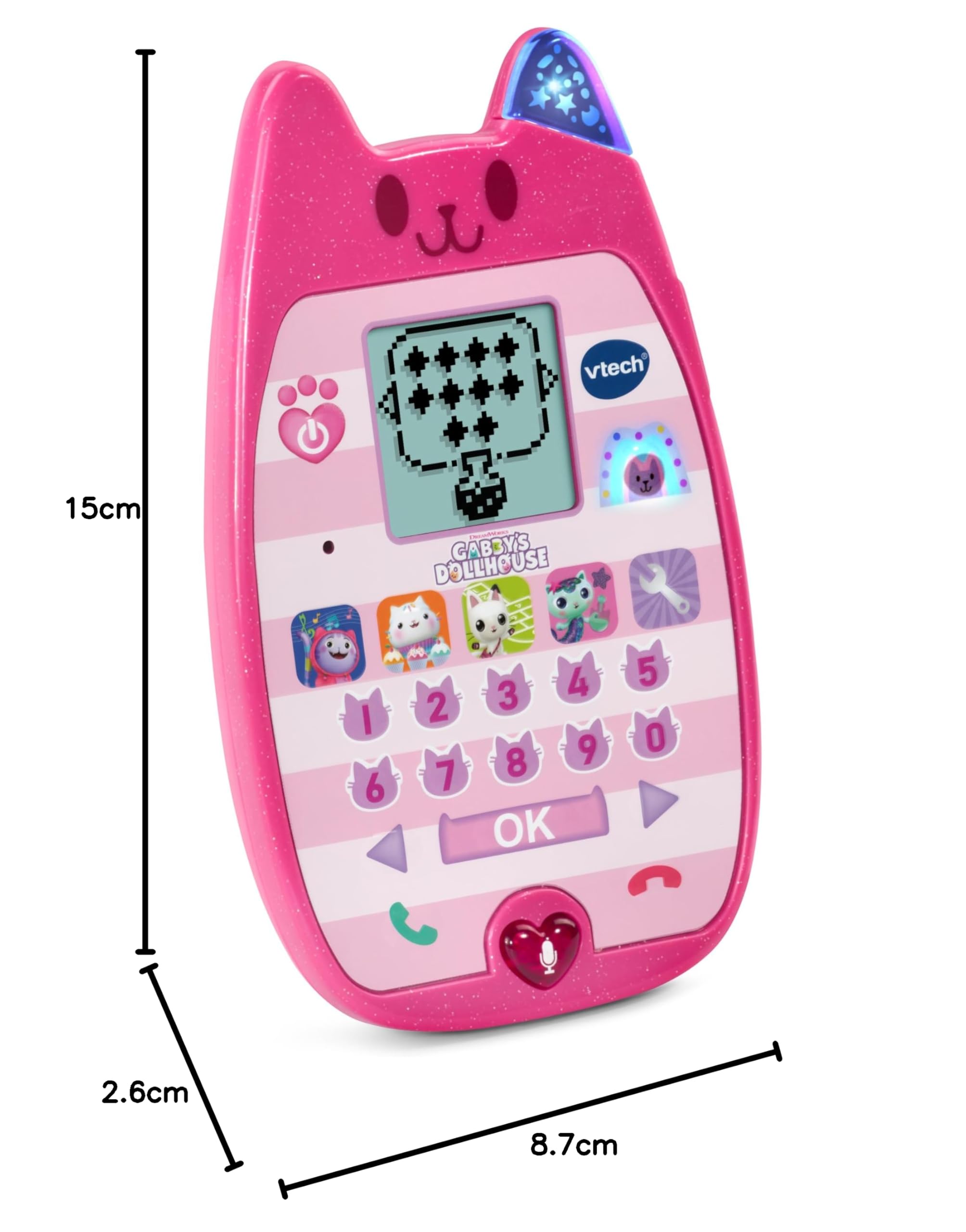 VTech - Teléfono A-Miau-cinante La casa de muñecas de Gabby, Teléfono Educativo, móvil de Juguete, niños +3 años, Divertidas Actividades, Versión ESP