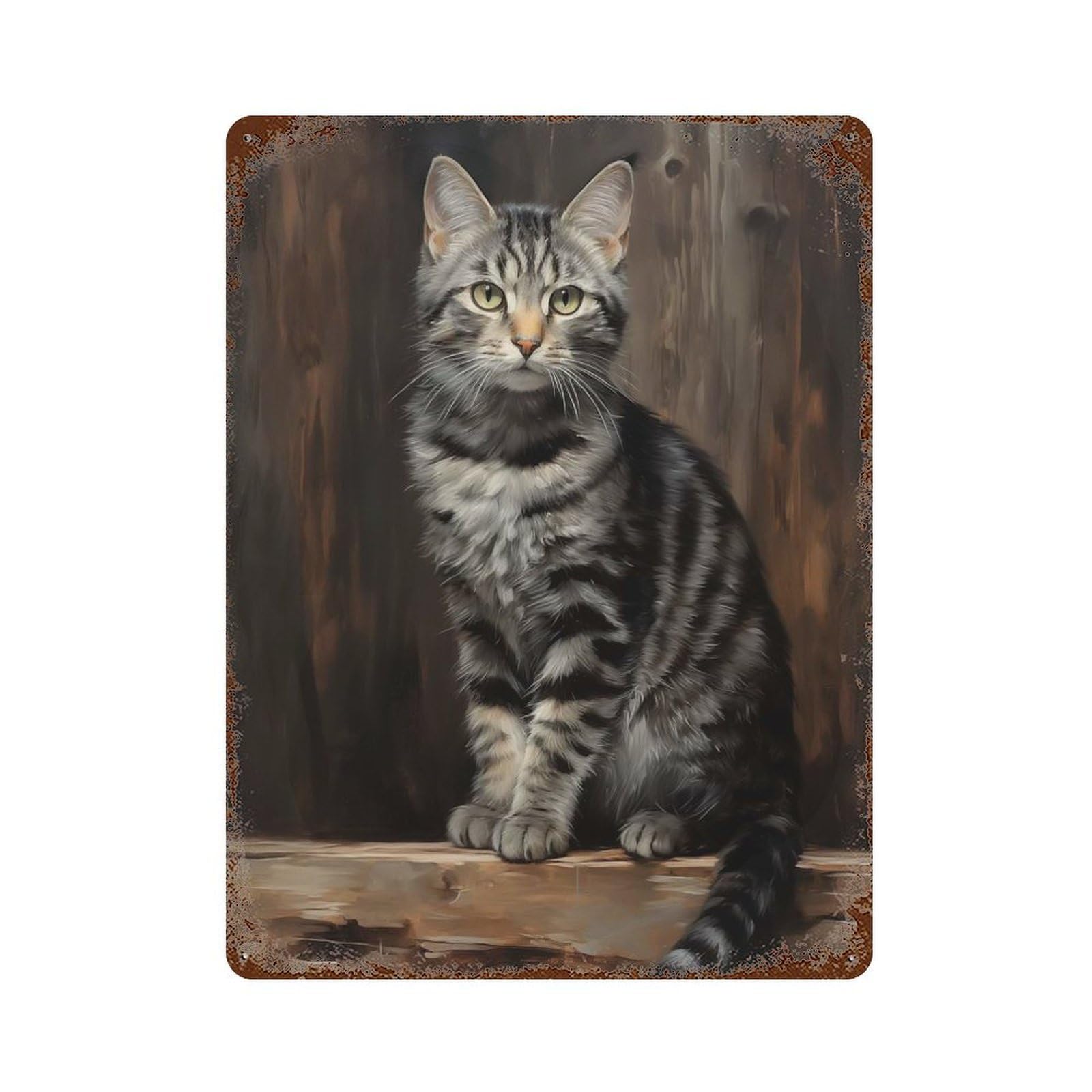 American Shorthair Cat Retro Metal Sign 15.7"x11.8", Farmhouse Wall Decor for Cafe, Home Bar And Lounge Decor
