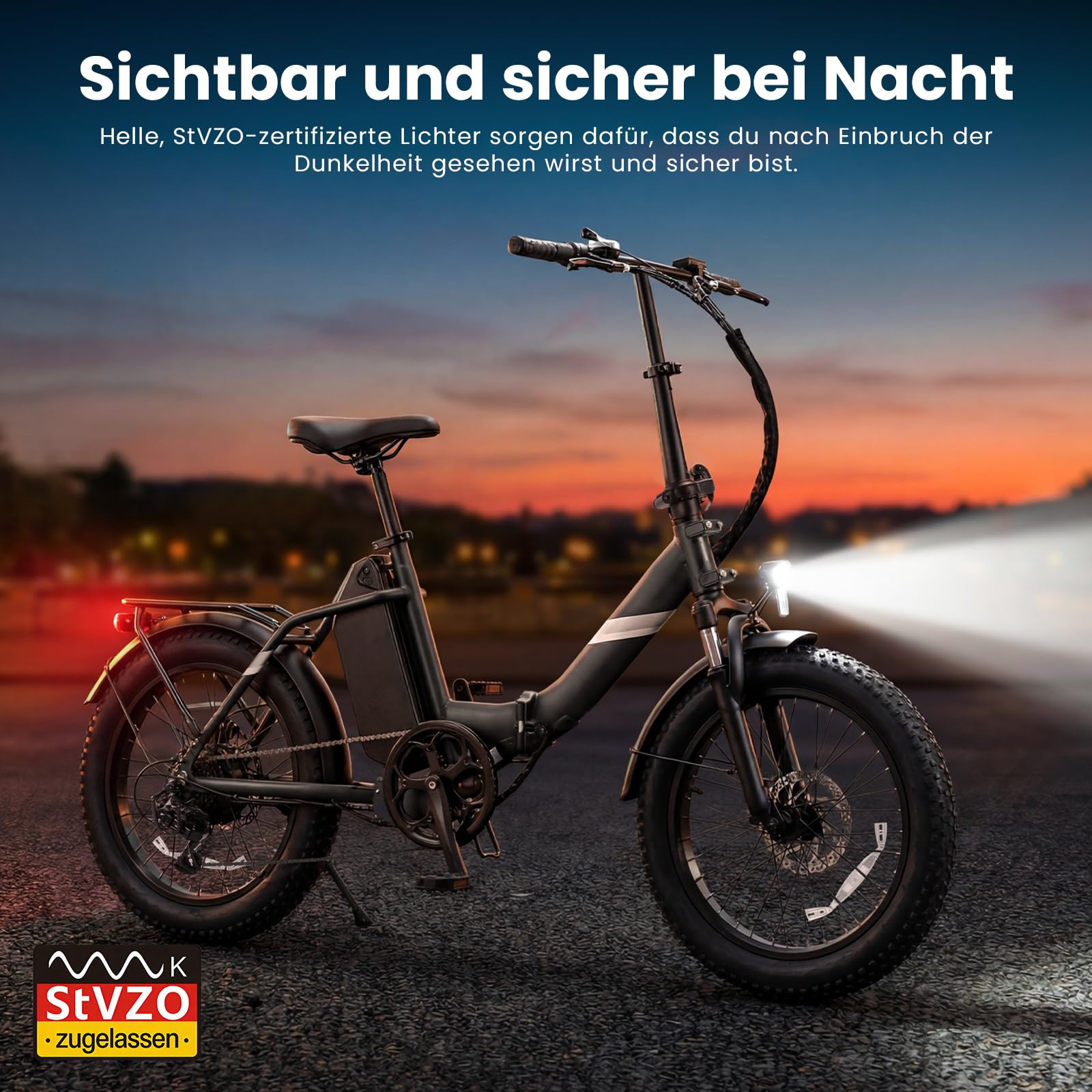 Touroll S3 Pro E-Bike Klapprad mit 1296Wh Akku, 65km-195km Reichweite, 20''x3.0'' Fat Tire Elektrofahrrad Herren Damen, 250W Motor, 50Nm Drehmoment, Ebike mit Gepäckträger, StVZO Konfor