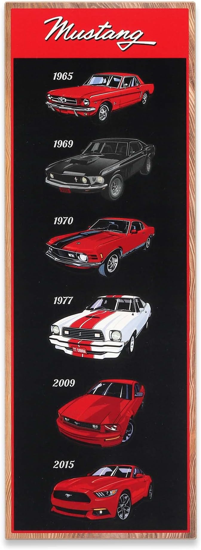 Ford Mustang Evolution Vertical Wood Wall Decor - Large Ford Mustang Wall Art for Man Cave or Garage