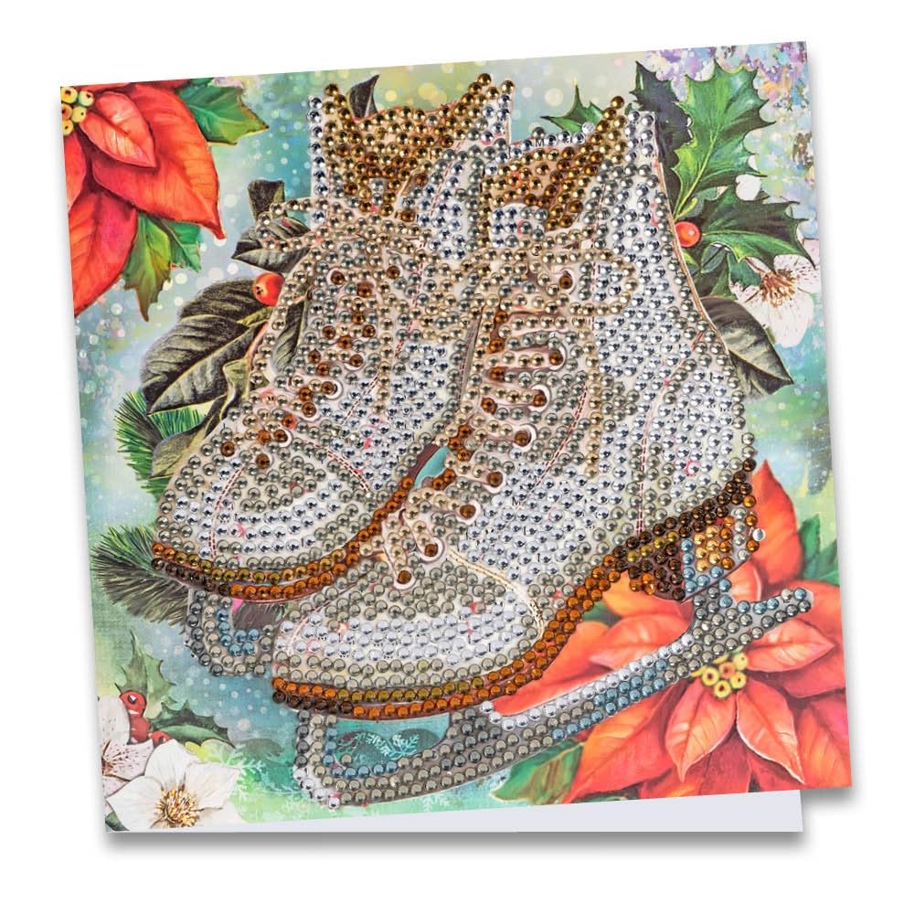 Ideen Mit Herz Ice Skates. Diamond Painting Greeting Card | Rhinestone Edition | 16X16cm | 370Gsm | Includes Stones, Envelope & Tool (Ice Skates)