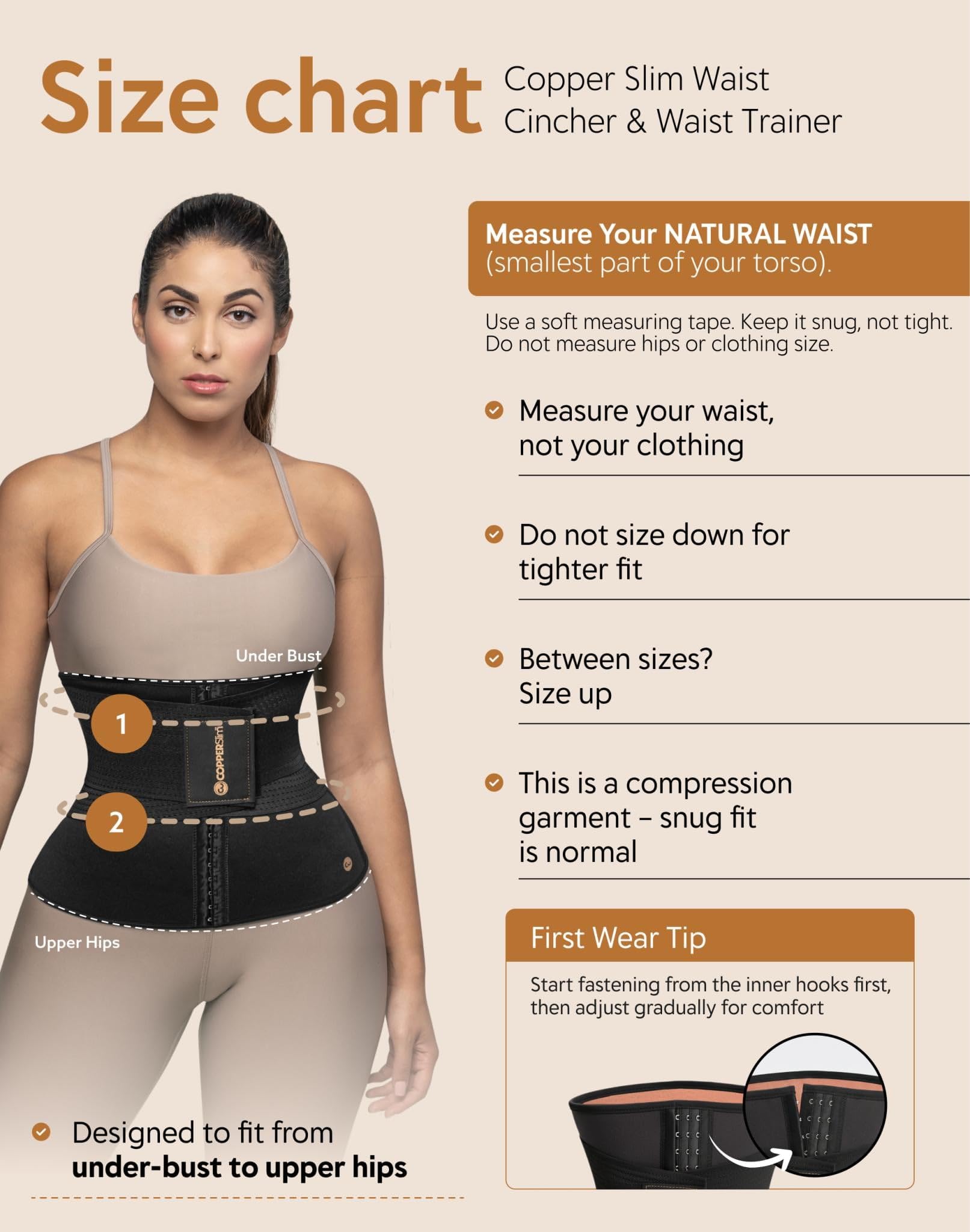COPPER SLIM - Kit de esculpir el cuerpo de reloj de arena para mujer - Cincher de cintura y entrenador de cintura con tela de sudor para adelgazar todo el cuerpo