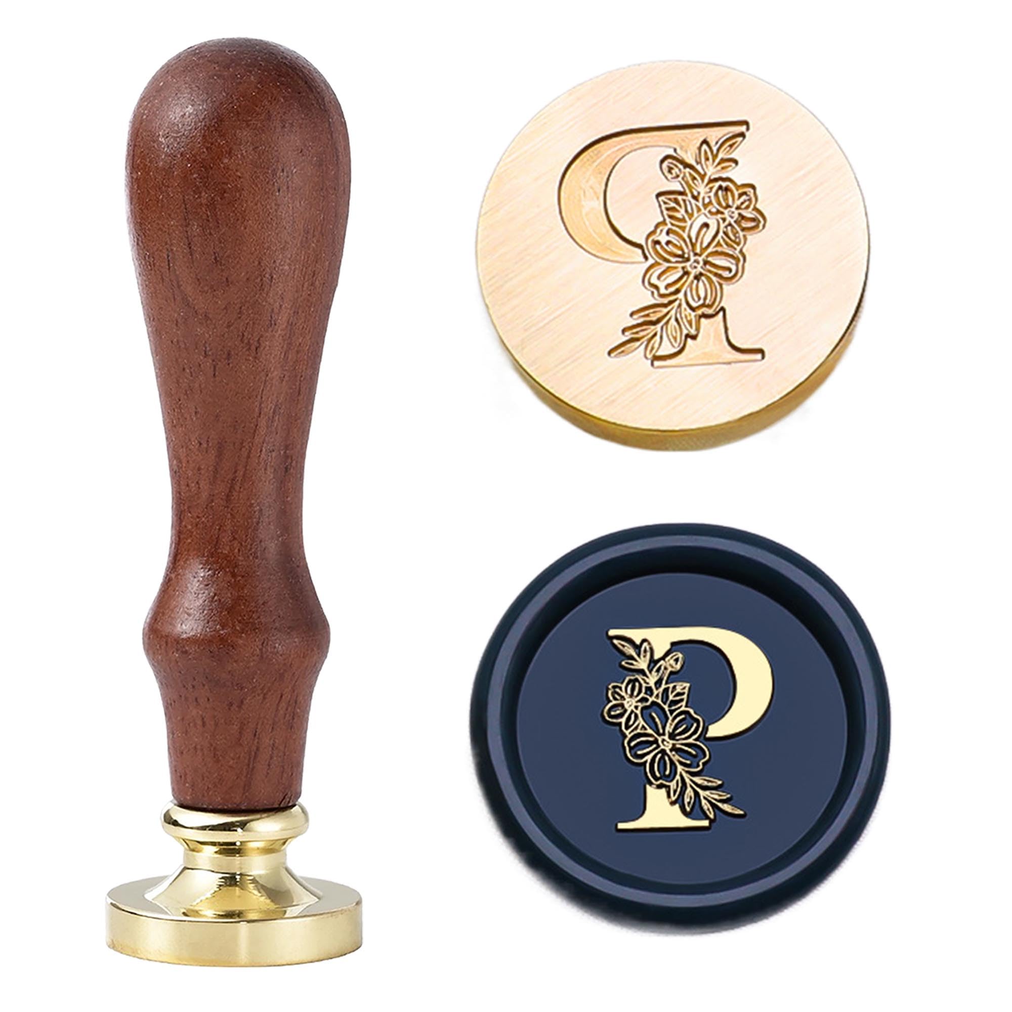 Statice Letter P Wax Seal Stamp - Initial Sealing Wax Stamp with Flower,0.98 inch/25mm Brass Alphabet Graphic Stamp for Envelopes,Invitations or Valentine's Day Gifts โ image 1