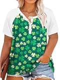 Women's Plus Size Tops Raglan Henley Shirts Buttons Up Tunics Color Block Tee