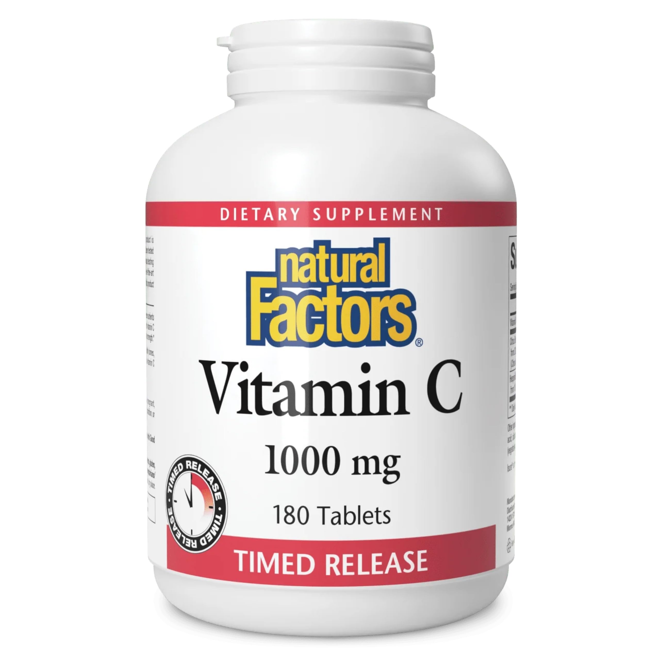 Natural Factors Vitamin C Time Release - Daily Vitamin for Immune Health & Antioxidant Support - Non-GMO, Gluten-Free & Dairy-Free - 180 Tablets (180 Servings)