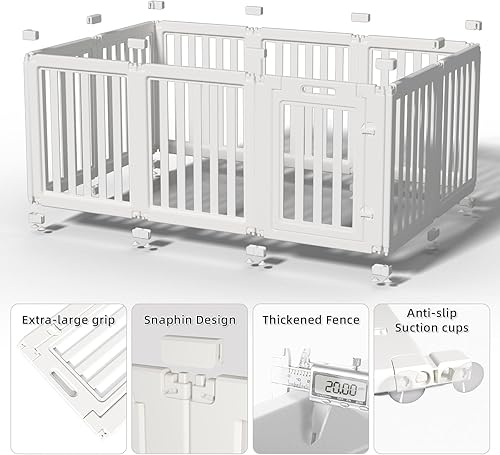Miniatura 5 de Corral Transparente para Perros, Corralito para Mascotas con Puerta, Fácil de Limpiar e Instalar, Corrales para Cachorros tanto para Uso en