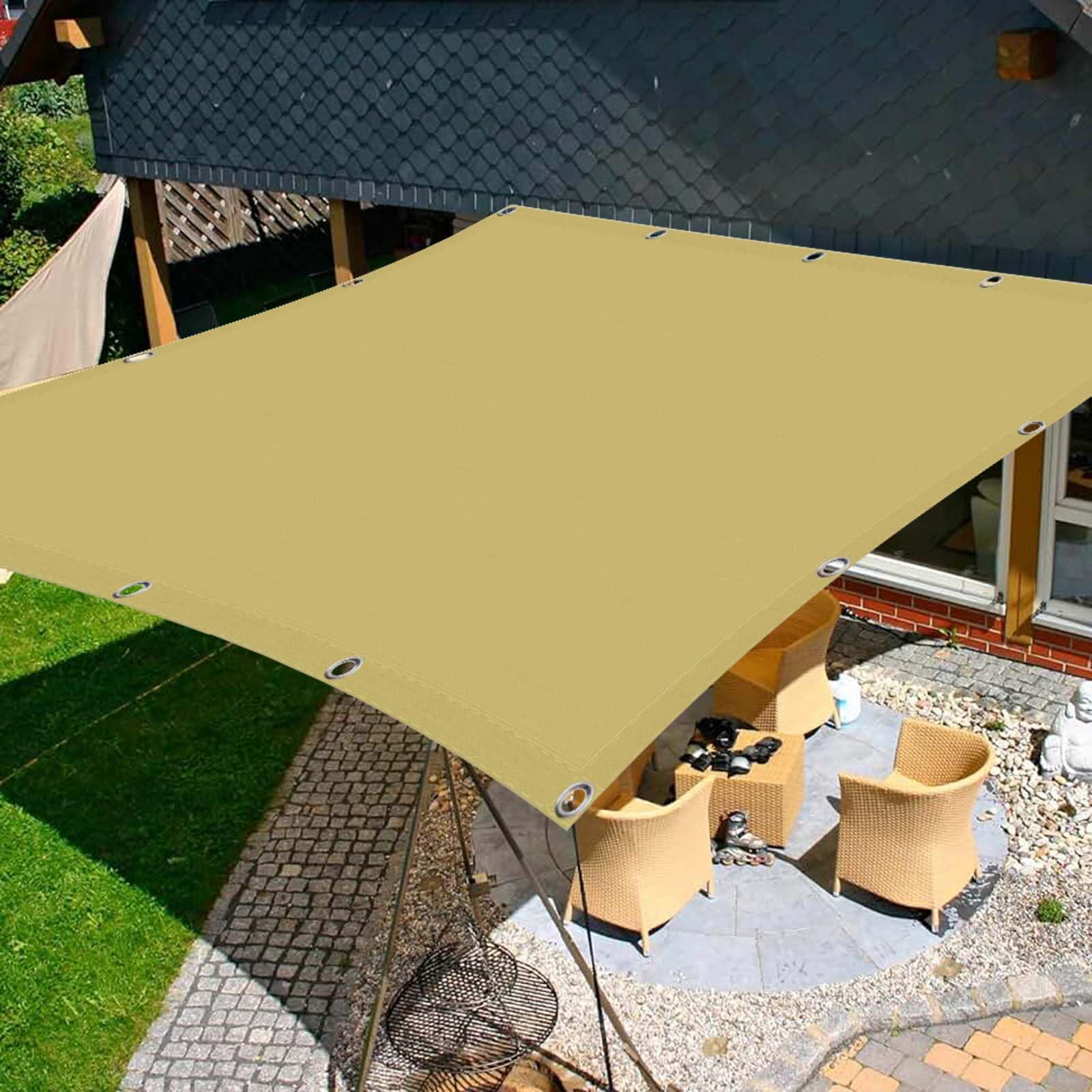 Markiza Przeciwsłoneczna 230 x 270 cm Wodoodporny, 98% Filtr Uv, Wiatroodporny I Odporny Na Rozdarcia, Żagiel Przeciwsłoneczny Prostokątny Z Oczkami I Liną Na Ogrodzie, Piaskowy żółty