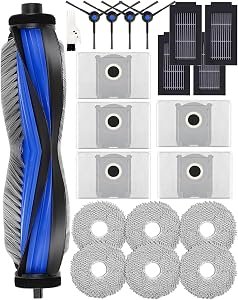 T50 Pro Omni Gen2 Accessoire pour Ecovacs Deebot T50 PRO OMNI Gen2/T50 OMNI/T50 Omni Gen2 /T50 PRO OMNI Aspirateur, 1 Brosse Principale, 4 Brosses Latérales, 6 Lingettes, 4 Filtres, 5 Sacs à Poussière