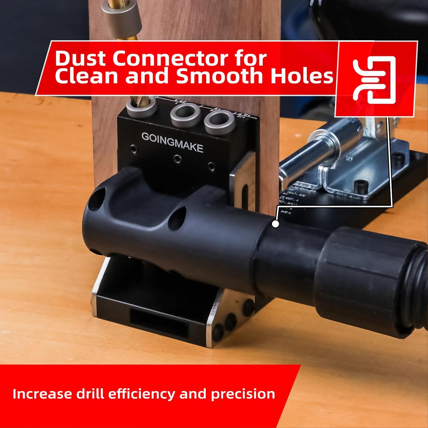 All Metal Pocket Hole Jig Kit with Quick Clamp and Dust Collection Easy Use 3 Holes Pocket Hole Screw Jig System 3/8 Inch Accurate Adjustable Drill Guide with Accessories Woodworking Tool - Image 6