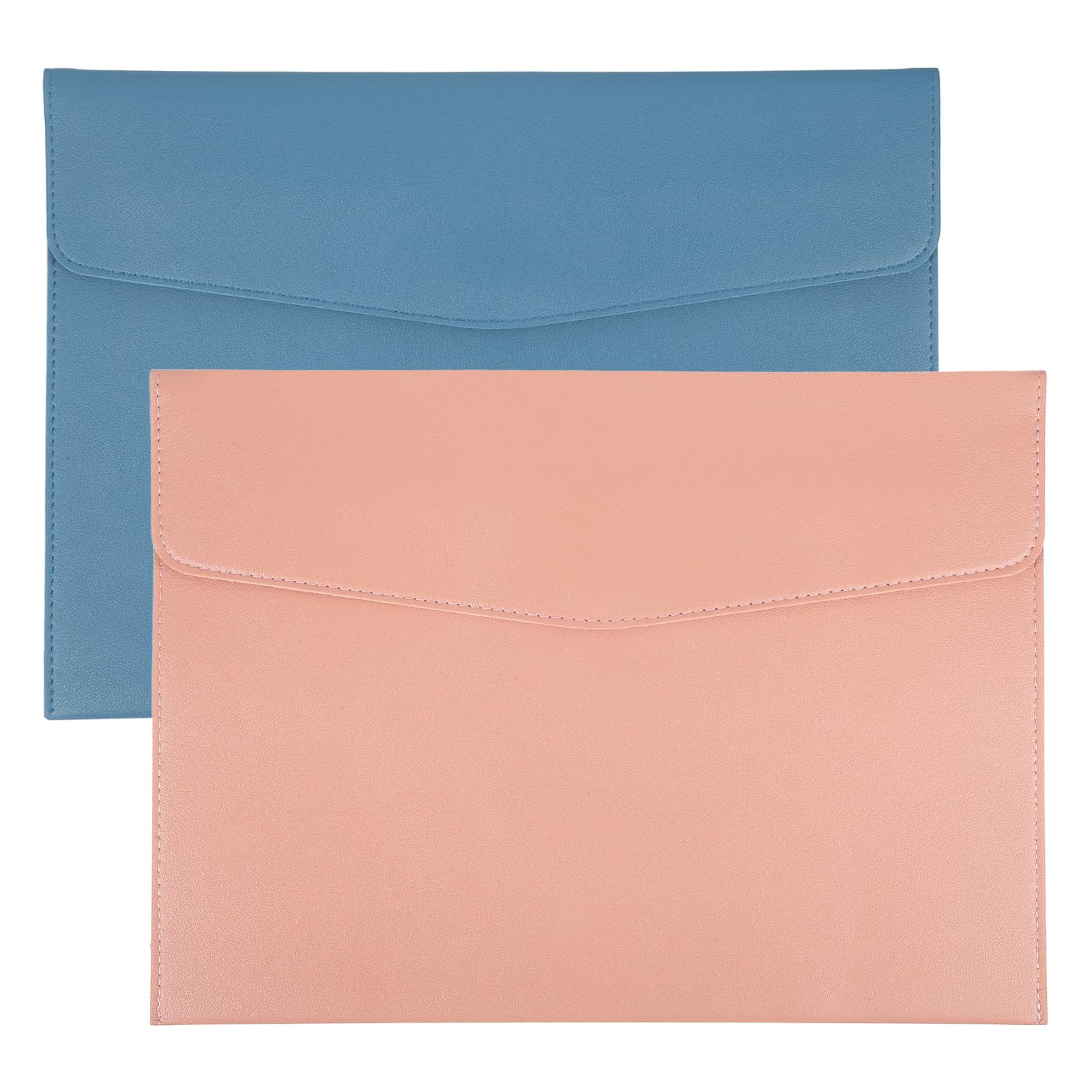 PATIKIL 2Pcs PU Leather A4 File Folder, Document Holder Envelope Waterproof Napa Texture Filing Organizer Portfolio Folder Case with Magnetic Snap Closure for Home Office, Light Blue, Pink