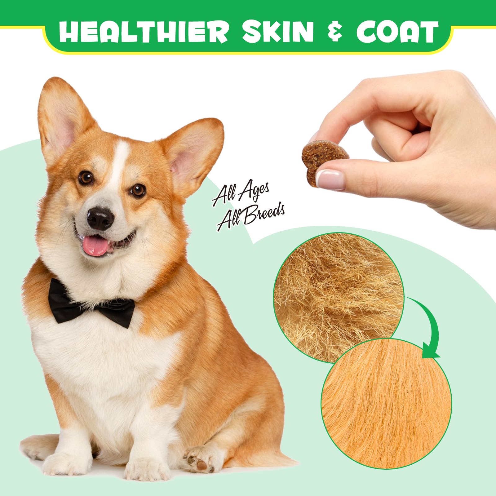 Probióticos para Perros Enzimas Digestivas, 120PCS Probioticos Perros, Mejora la Salud Intestinal, Alergias Estacionales, Piel & Pelaje, para Todas Las Razas (Pato)