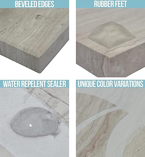 Miniatura 4 de Brew City Engraving - Tablabandeja de repostería con piedra de mármol grabada personalizada para servir y pastelería - Negro, blanco o bronceado