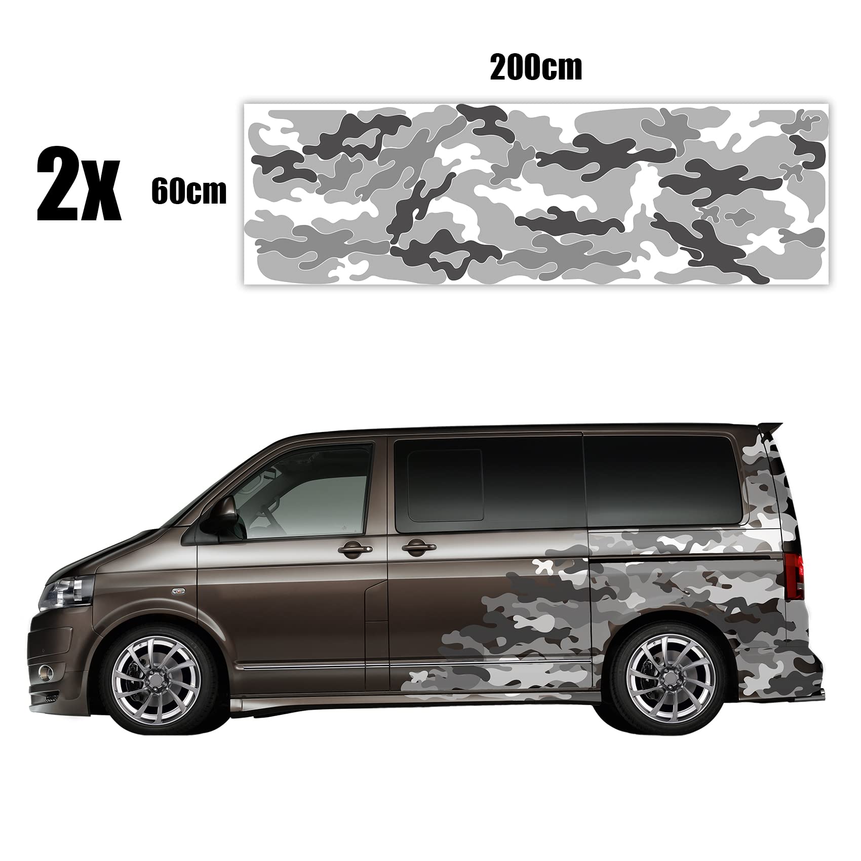 Finest Folia Set di 2 Adesivi Auto Camouflage Opaco – Adesivi Autoadesivi per Auto, Moto, Camper, Furgoni – Impermeabili, Resistente ai Raggi UV – Adesivi per Tuning, Decorativi per Laterali RX048