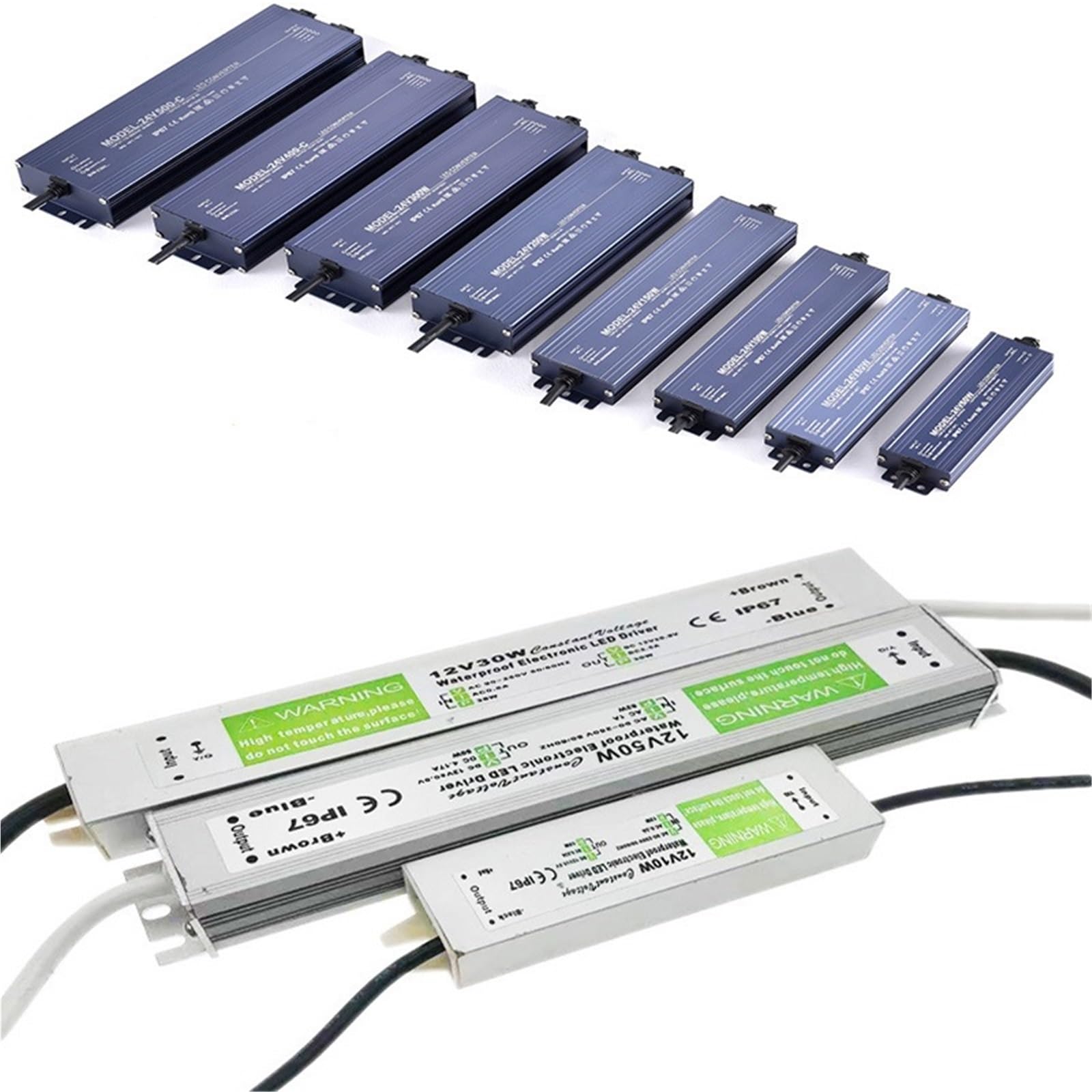 Alimentation à découpage AC 220V à DC 12V 24 V 12W - 400W 500W Alimentation Led 12 24 V Volts Extérieur IP67 Étanche(DC 12V,100W)