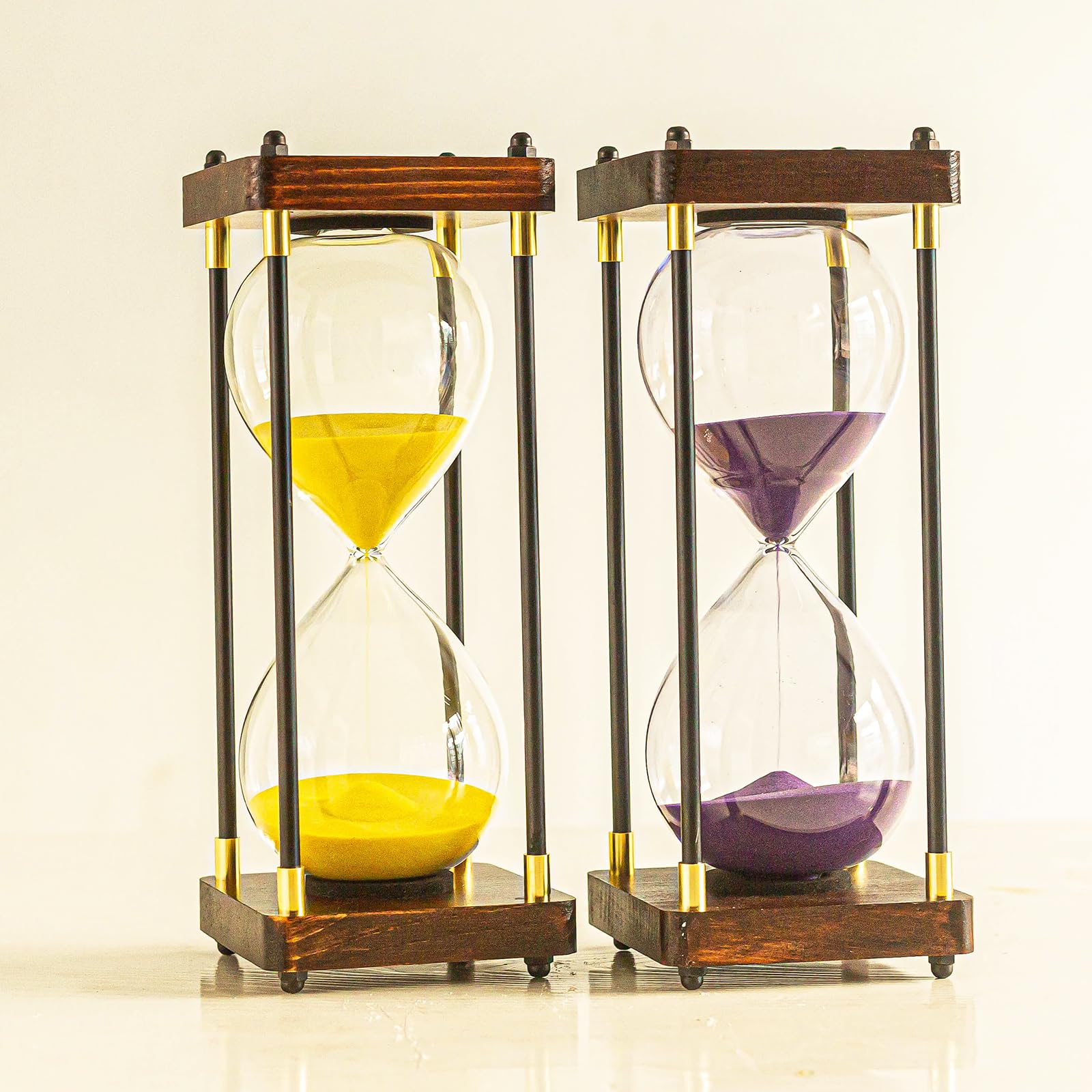 Große Sanduhr, Sanduhr, 60 Minuten, Vintage-Stil, Holz, moderne Dekoration für Zuhause, Küche, Büro, Dekoration (Gold)
