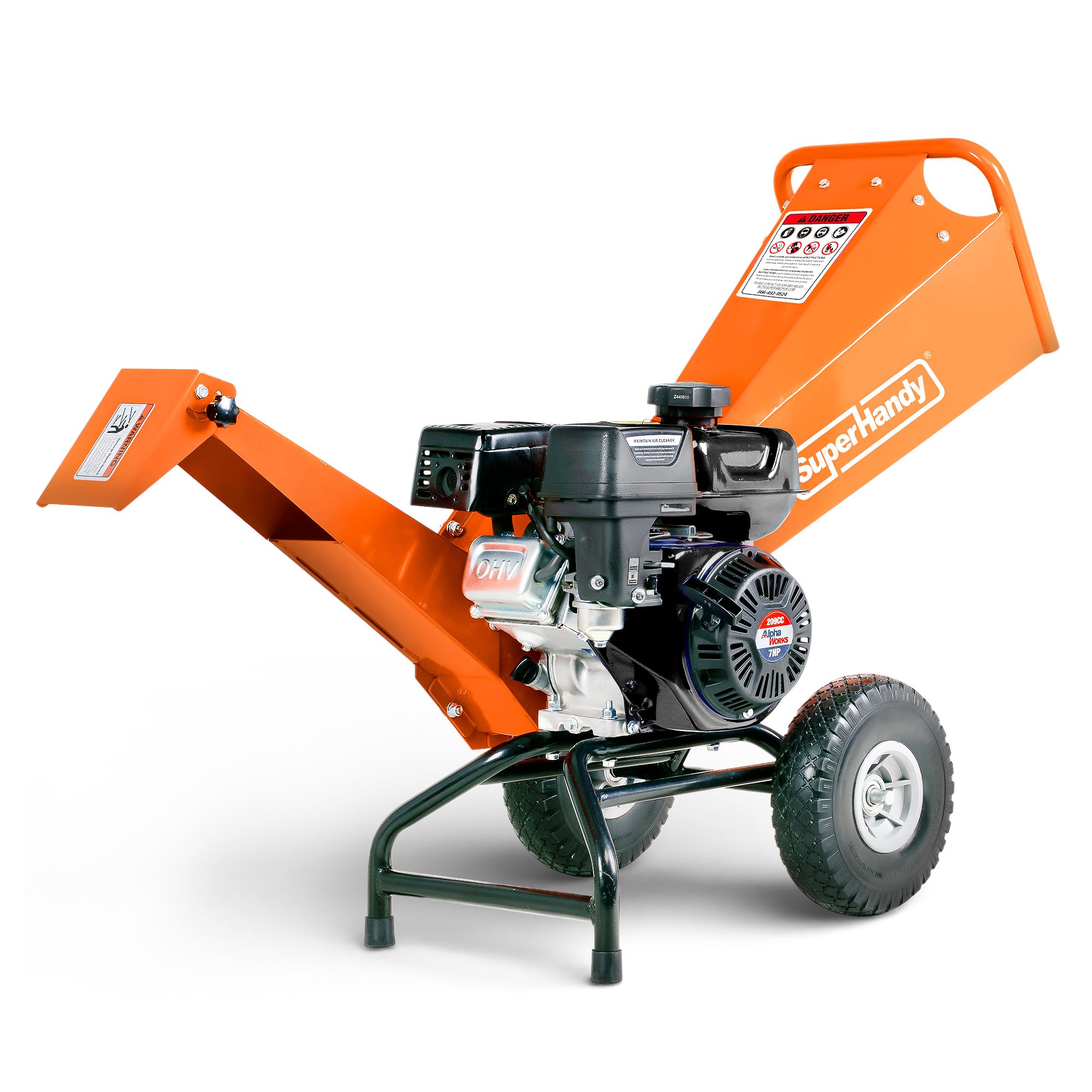 SuperHandy Wood Chipper Shredder Mulcher 7HP Engine Heavy Duty Compact Rotor Assembly Design 3" Inch Max Capacity Aids in Fire Prevention and Building Firebreaks