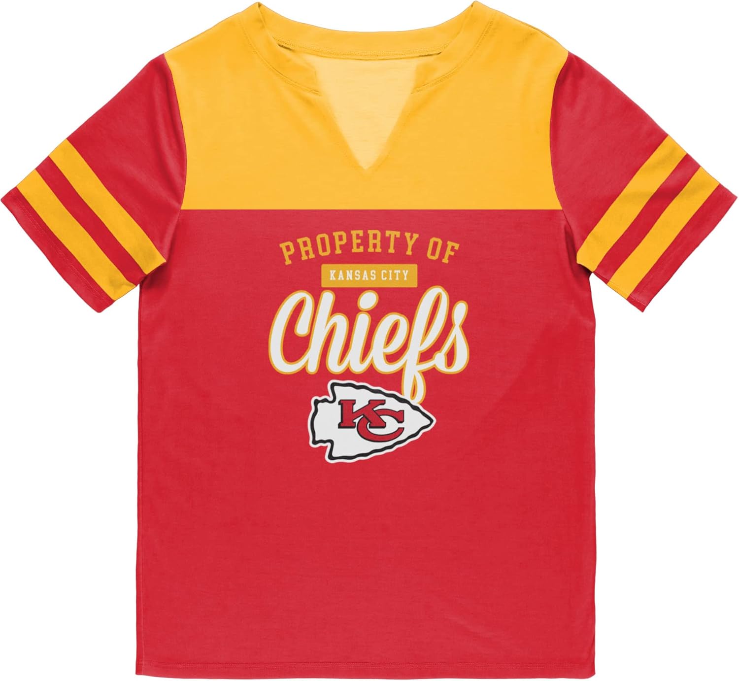 FOCO NFL Womens NFL Team Logo Ladies Fashion Top Property of V-Neck Shirt - Image 3