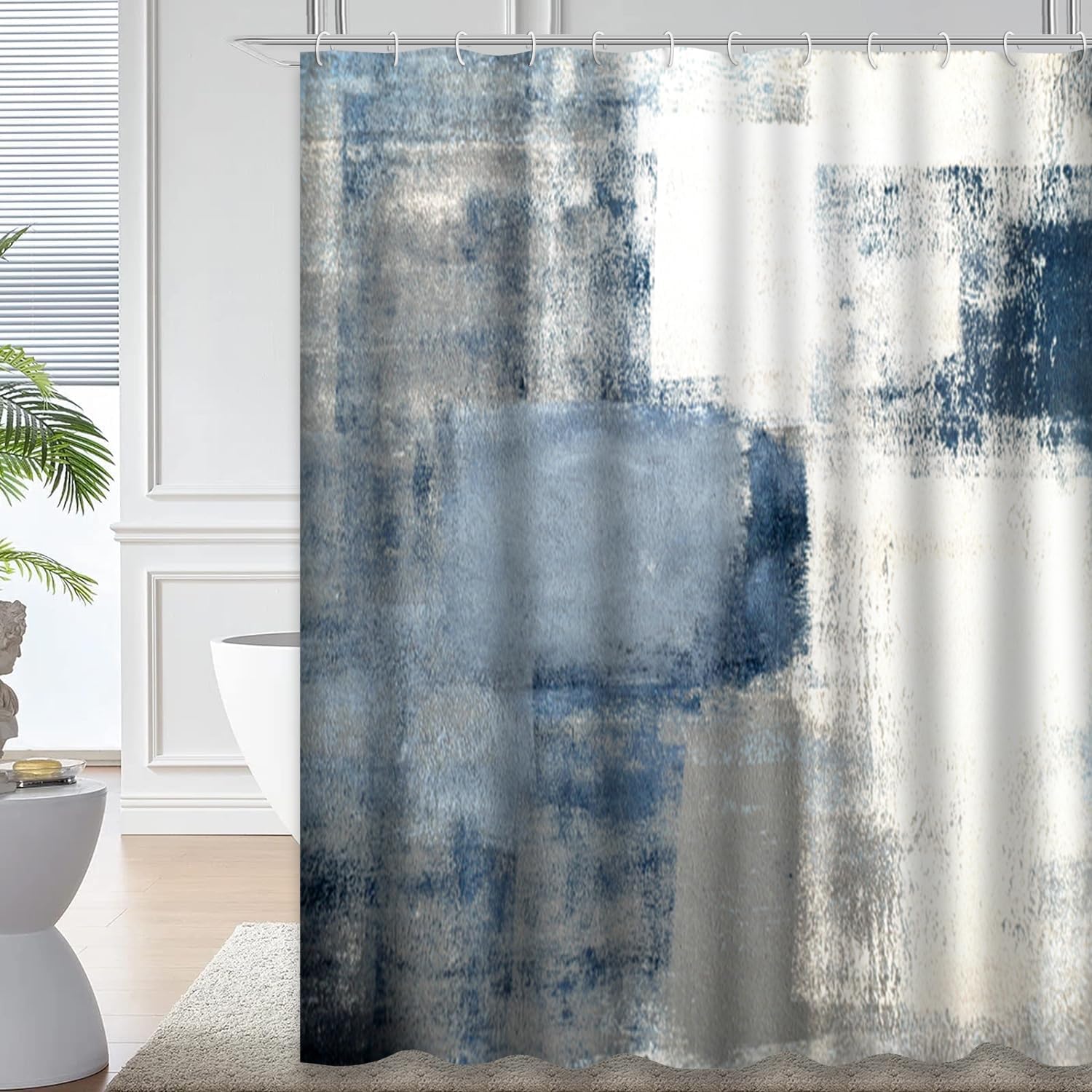 Amazon.com: GALMAXS7 Light Blue Grey Shower Curtain, Abstract Art ...