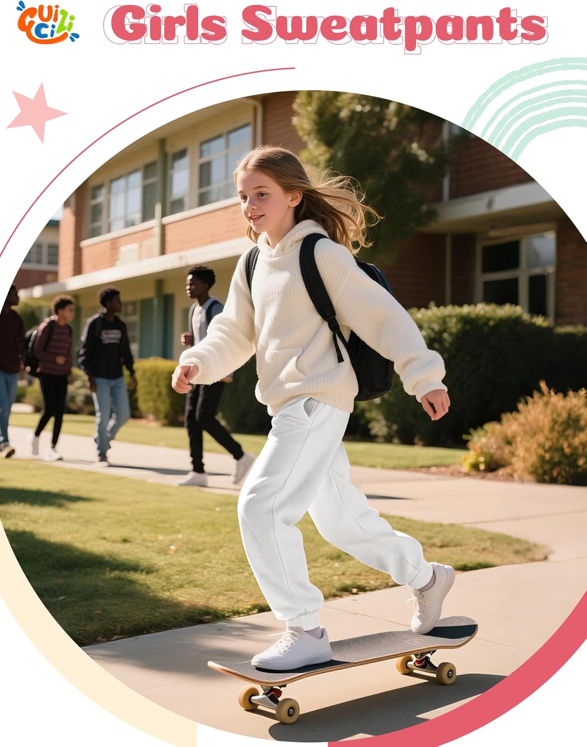 Girls Sweatpants Toddler Jogger Pants with Pockets Soft Kids Sweat Athletic Sports Lounge Active Pants Size 2-14 - Image 6