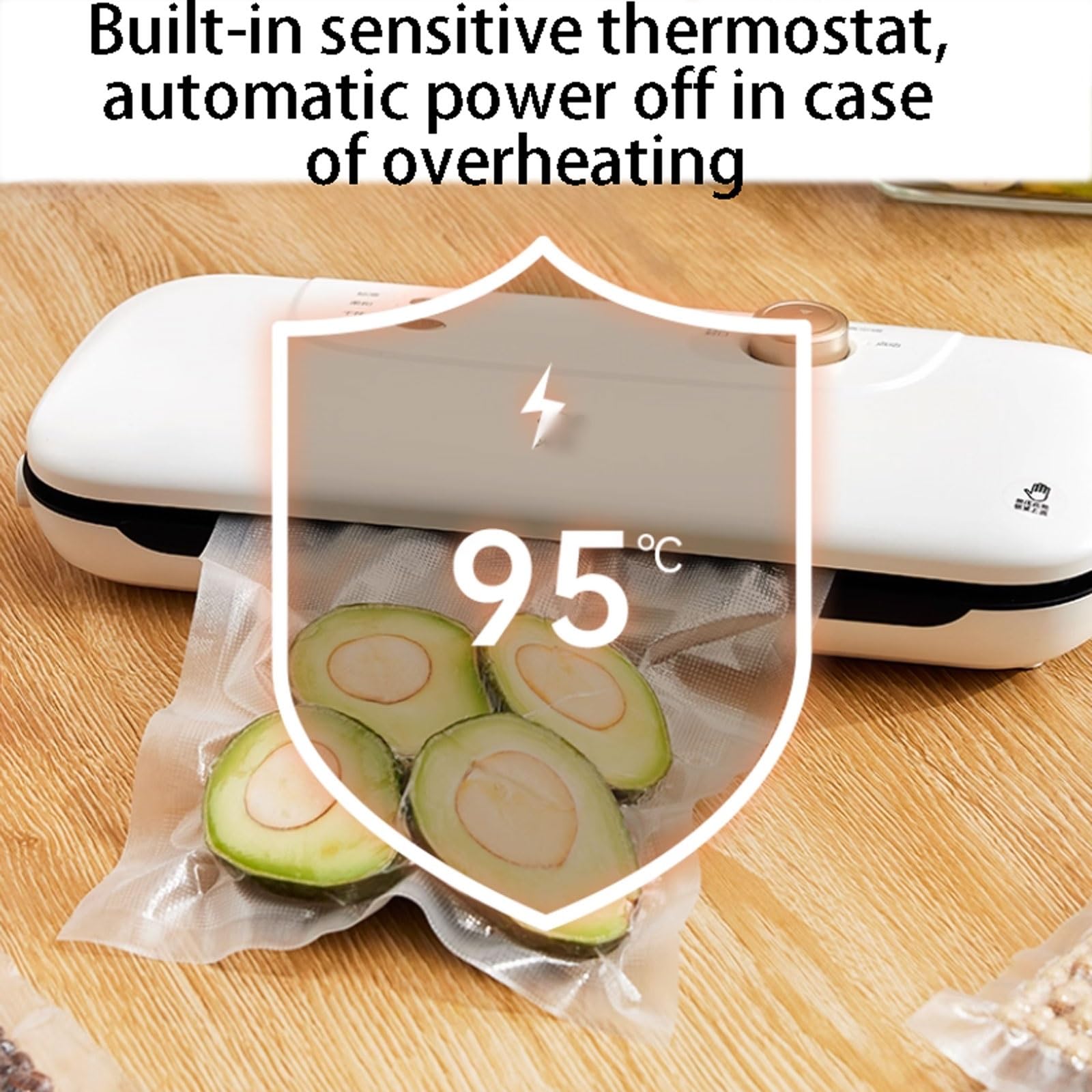 Ligero Selladora al vacío de plástico, selladora automática de un solo toque for conservar la frescura, potente selladora de sellado más largo, 5 bolsas de sellado al vacío poderoso