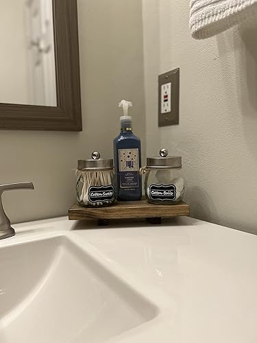 Miniatura 5 de Bandeja elevadora de madera para fregadero, bandeja de tocador de baño, soporte de pedestal elevador de madera, soporte de exhibición de madera,