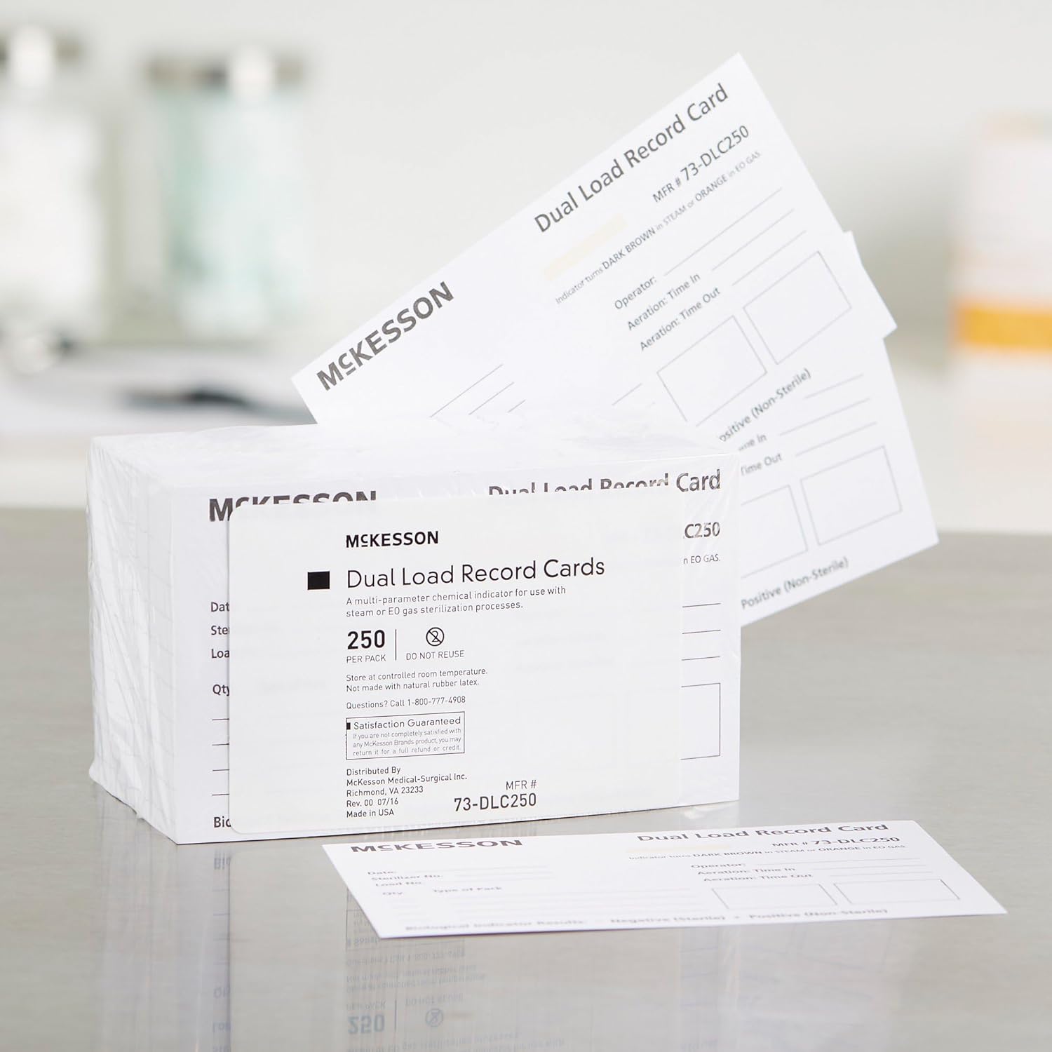 McKesson Dual Load Sterilization Record Card for Steam and EO Gas Processes - White, 3 in x 5 in, 250 Count, 1 Pack
