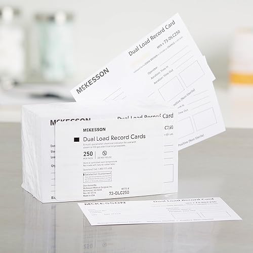 Miniatura 3 de McKesson Tarjeta de registro de esterilización de doble carga para procesos de vapor y gas EO, color blanco, 3 x 5 pulgadas, 250 unidades, 1 paquete
