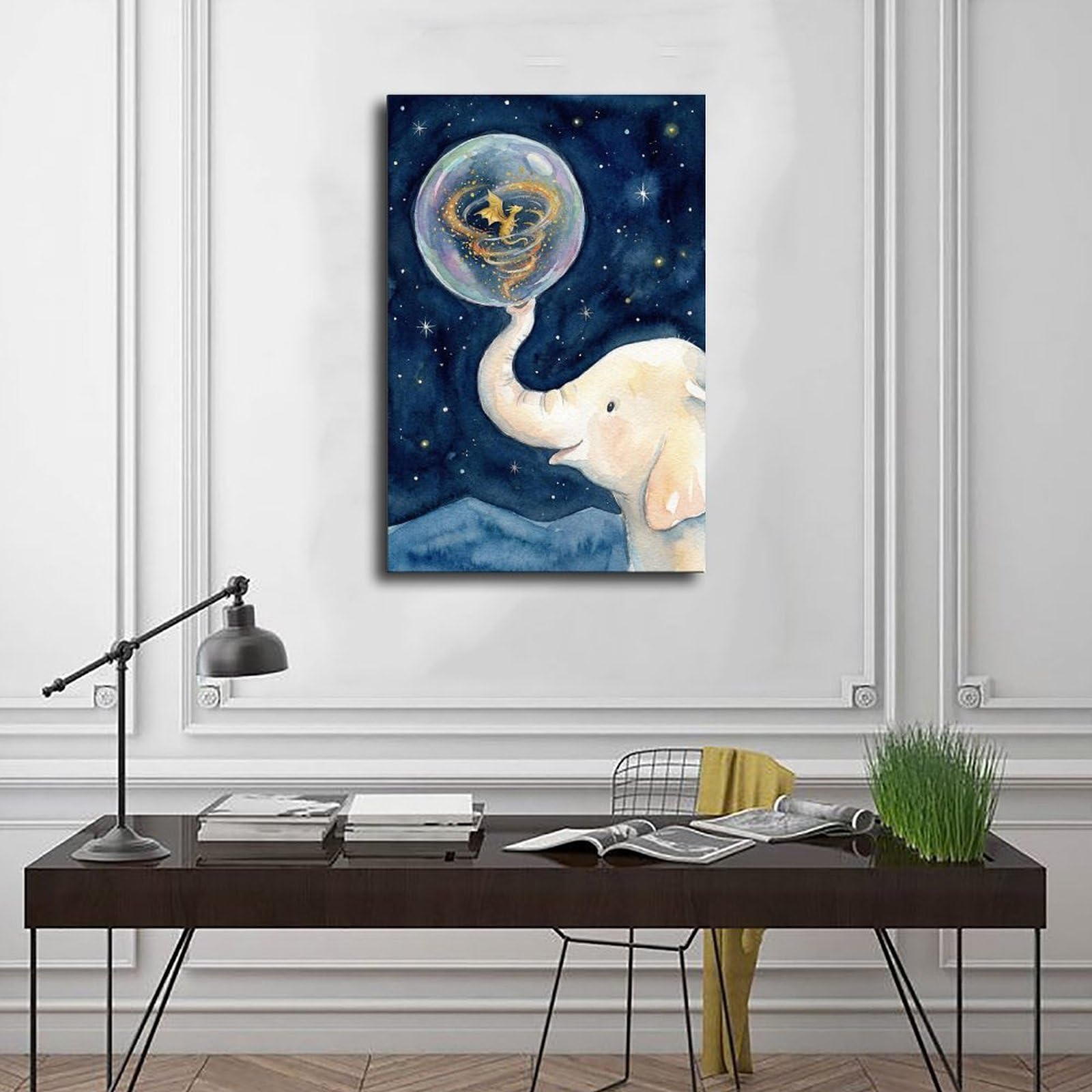 Poster su tela con elefante e drago, decorazione per camera da letto, idea