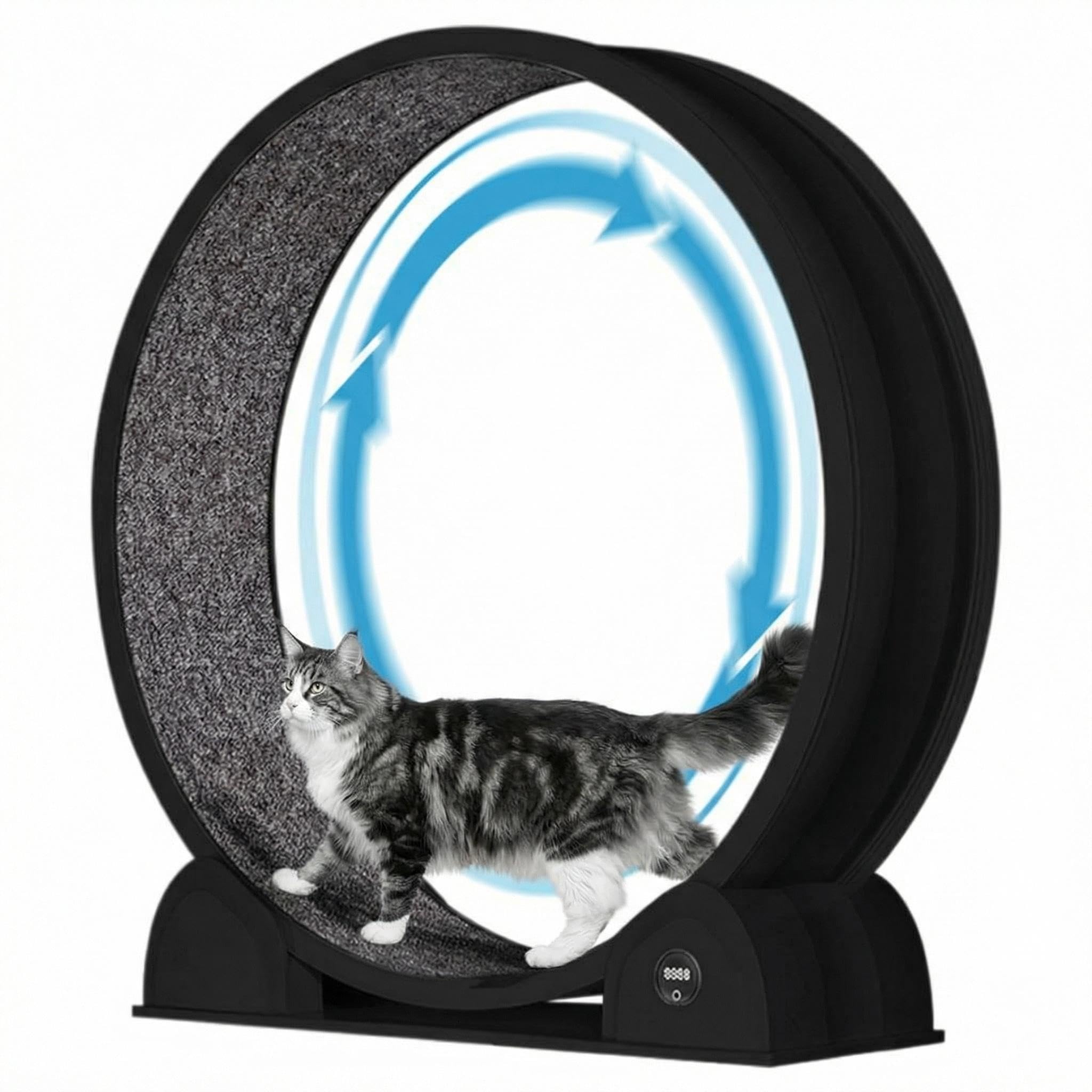 CuteHairy Cat Exercise Wheel 45" (114cm) - Super Quiet ABS Pet Running Wheel with Pedometer & Detachable Carpet, Large Cat Treadmill for Running, Training & Weight Management - White