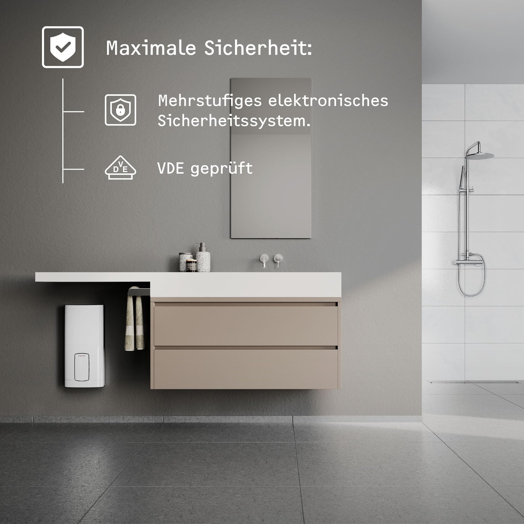 STIEBEL ELTRON Neueste Generation Elektronischer Durchlauferhitzer HDB-E 18/21/24 Trend, energiesparend dank 2i-Technologie, Wunschtemperatur einstellbar, 204209