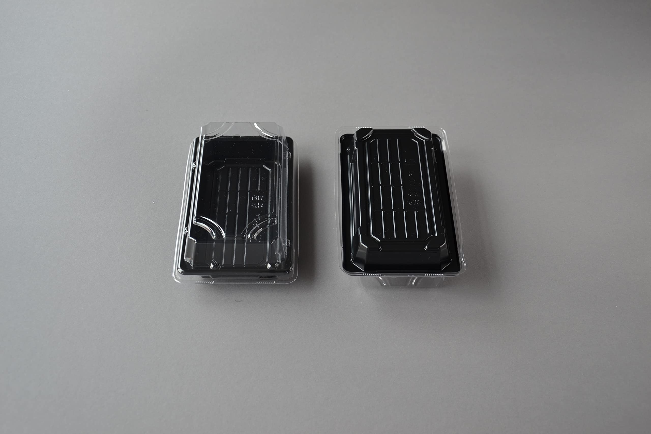 400 Stück Sushi Schalen OP 0.4 mit Deckel (168×93×31 mm) Sushibox Sushi-Verpackung Tray Take Away Box Schale, Schale-Schwarz, Deckel-Transparent