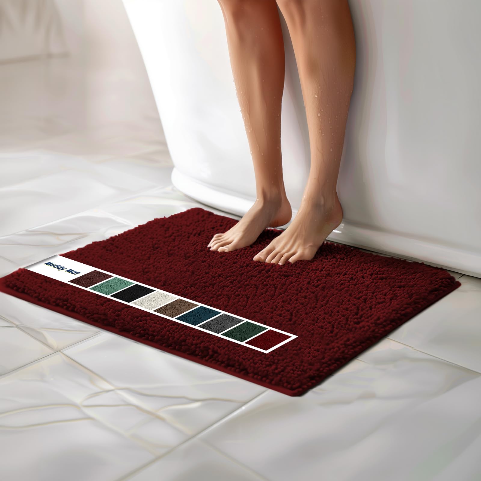 Muddy Mat Chenille Bathroom Rugs Quick Dry Microfiber Mats Non Slip Washable, Extra Thick, Soft and Highly Absorbent Bath Mats for Bathroom, Kitchen,